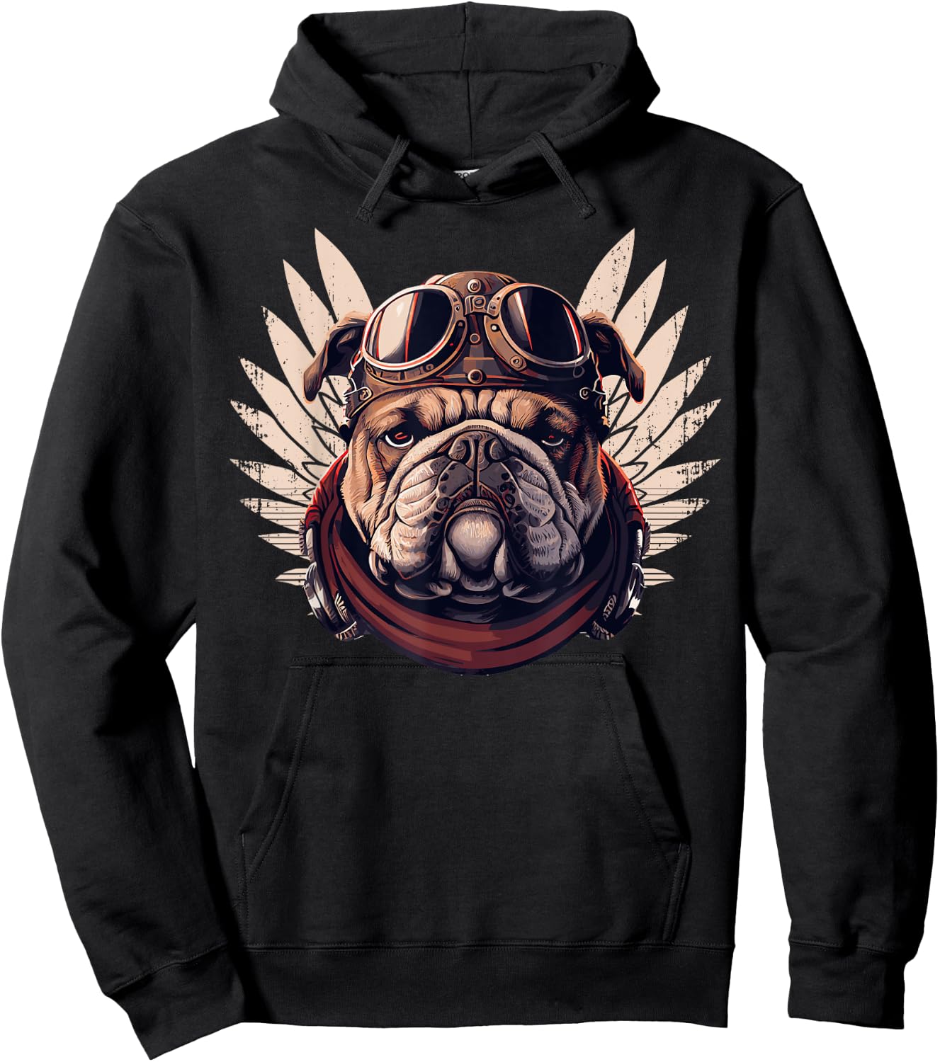 English Bulldog Biker Helmet Motorcycle Aesthetic Women Girls Kids Hoodie - Hoodie | Black
