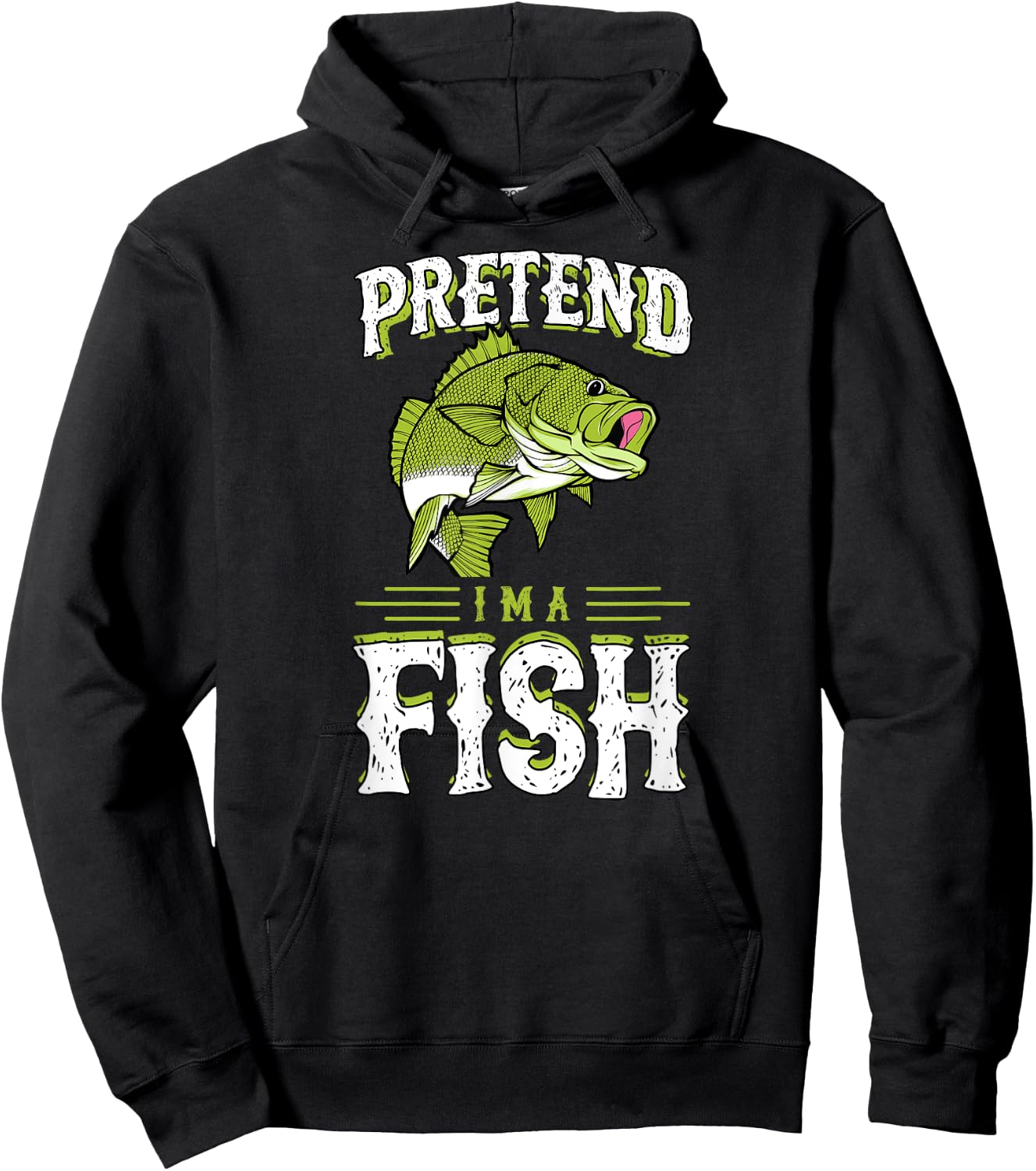 Pretend I'm A Fish Bass Funny Cute Lazy Halloween Costume Hoodie - Hoodie | Black