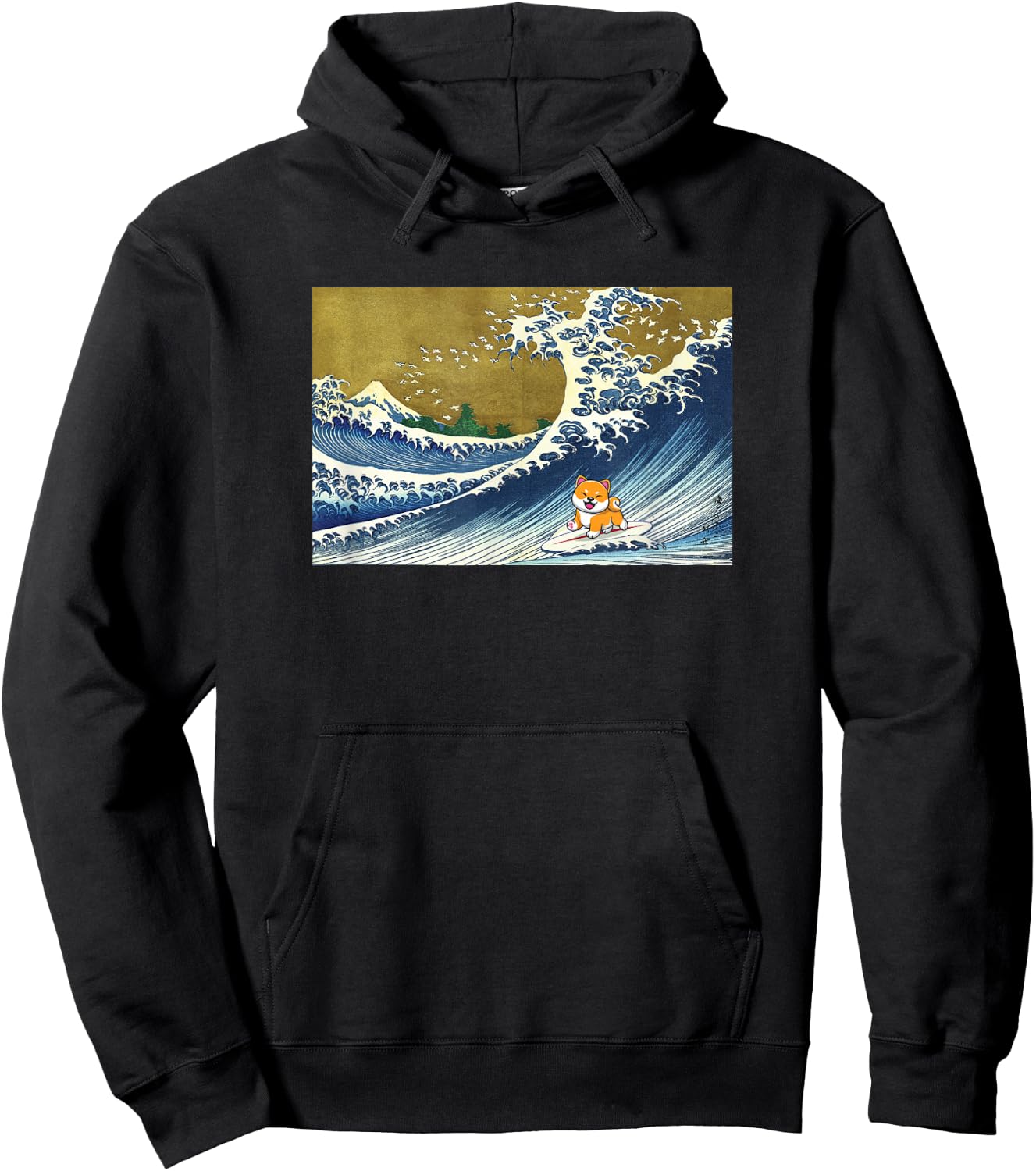 Kids Meme Lover Surfing A Great Wave Kawaii Girls Shiba Inu Hoodie - Hoodie | Black