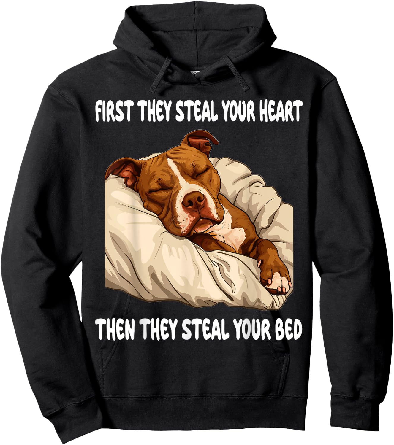 Pitbull Sleeping Pajamas Nightgown Hoodie - Hoodie | Black