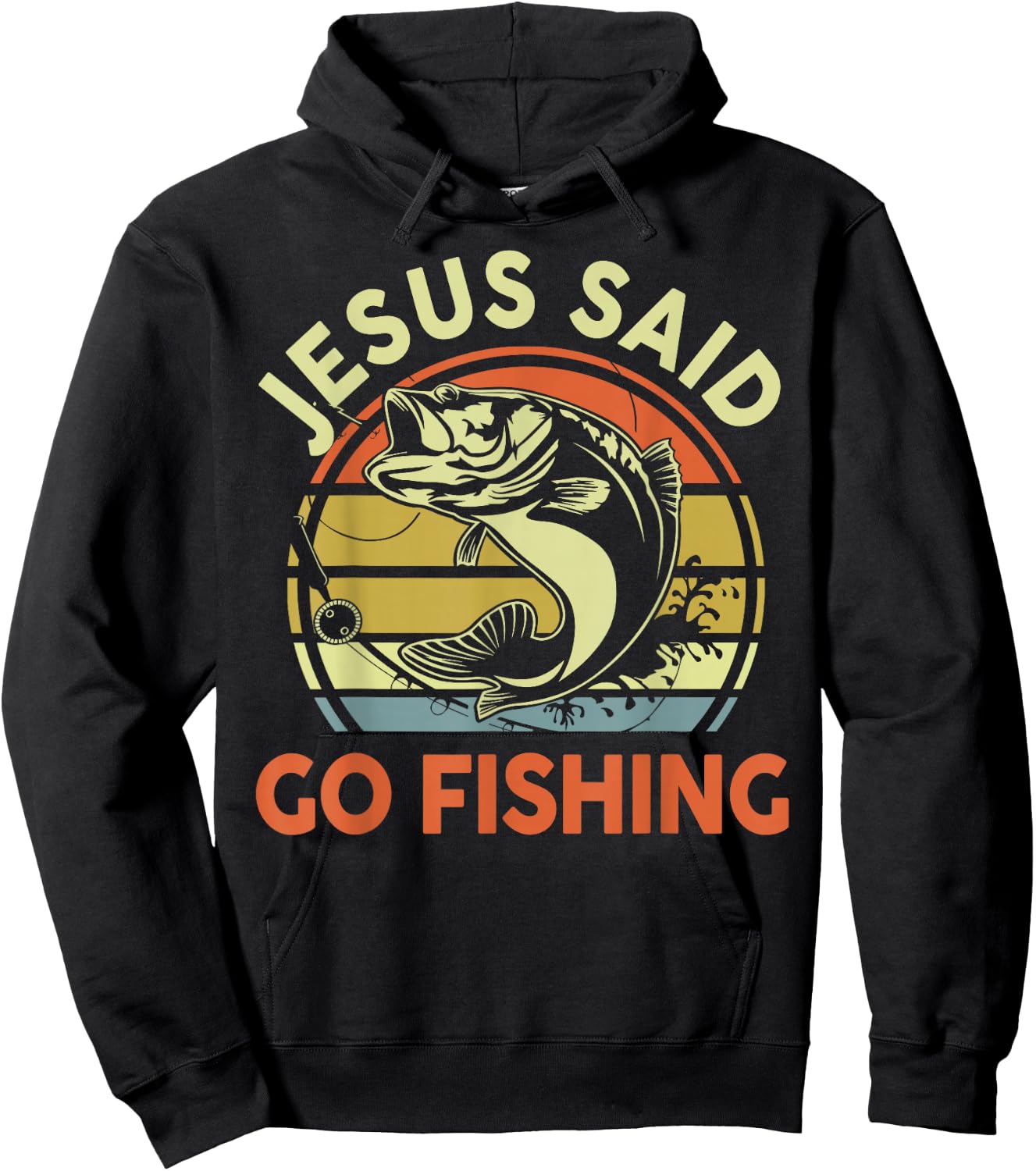 Jesus Said Go Fishing Christian Bass Fish Dad Funny Fishing Hoodie - Hoodie | Black