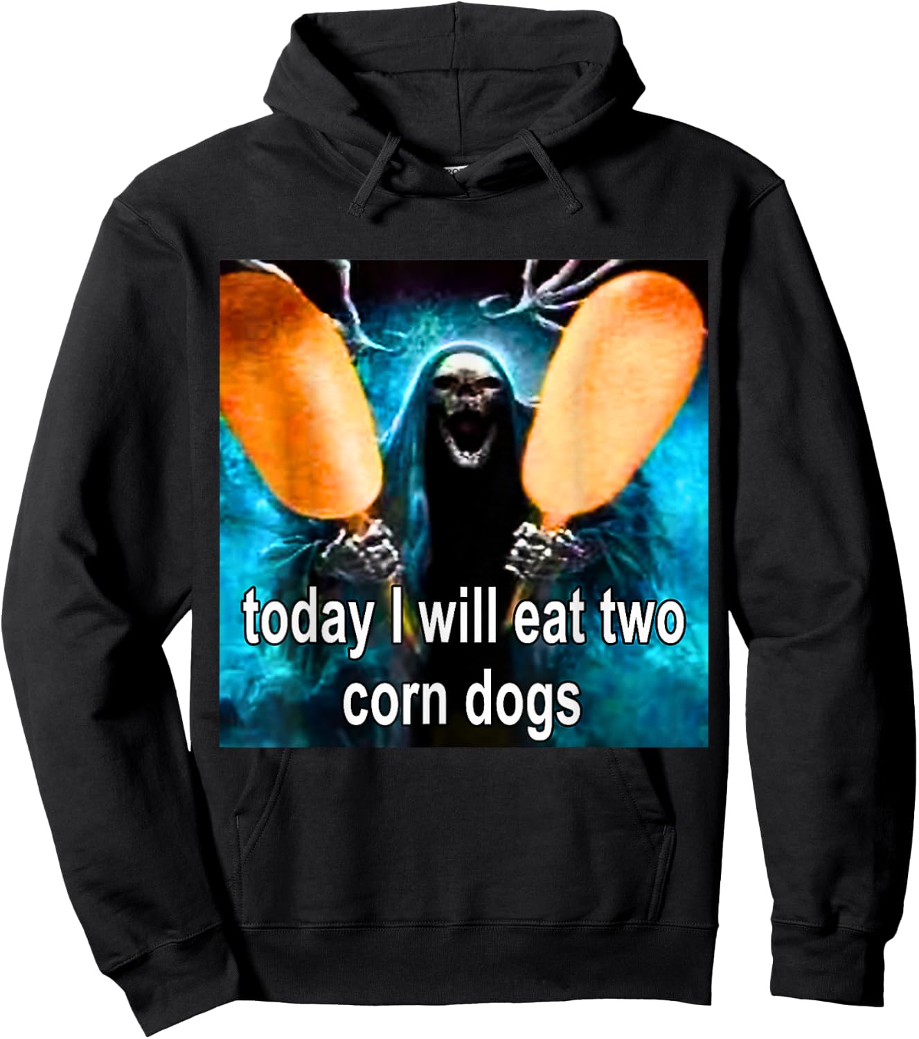 Today I Will Eat Two Corn Dogs Meme Hoodie - Hoodie | Black