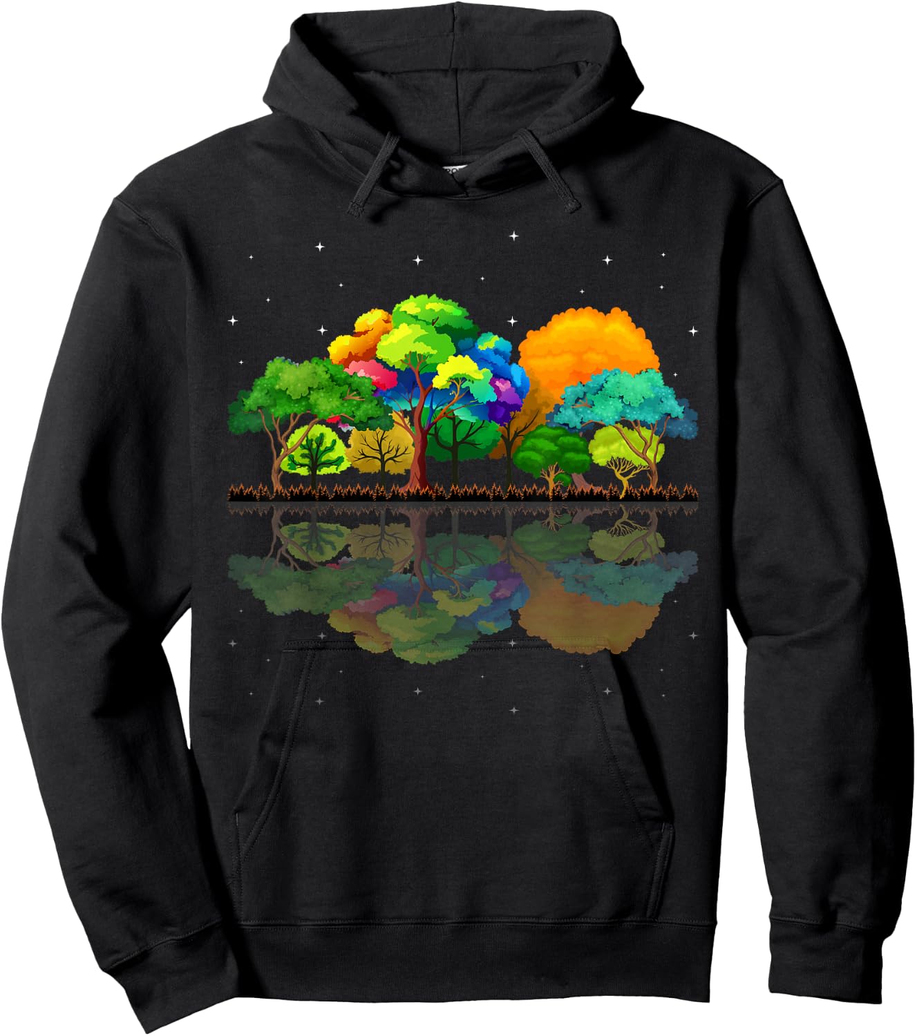 Nature Reflection Forest Trees Outdoor Wildlife Hoodie - Hoodie | Black