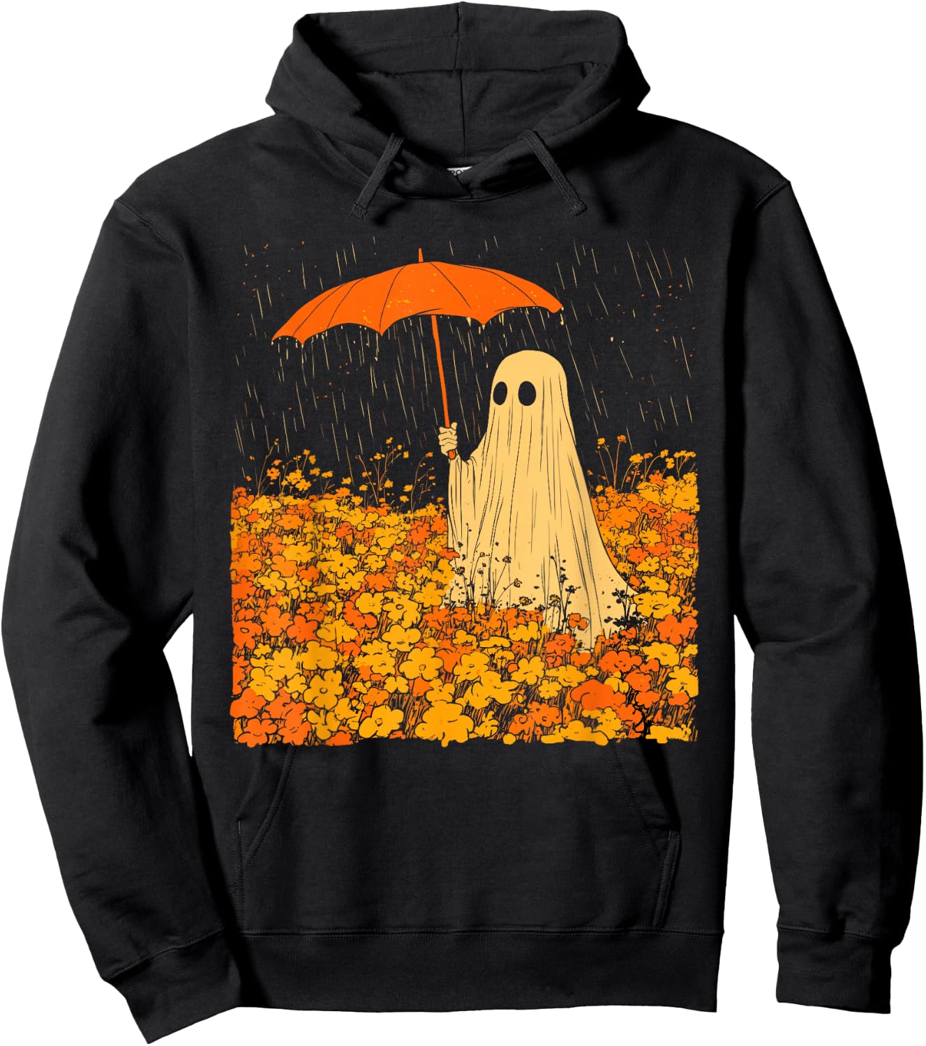 Vintage Floral Ghost Halloween Ghost in the Forest Gothic Hoodie - Hoodie | Black