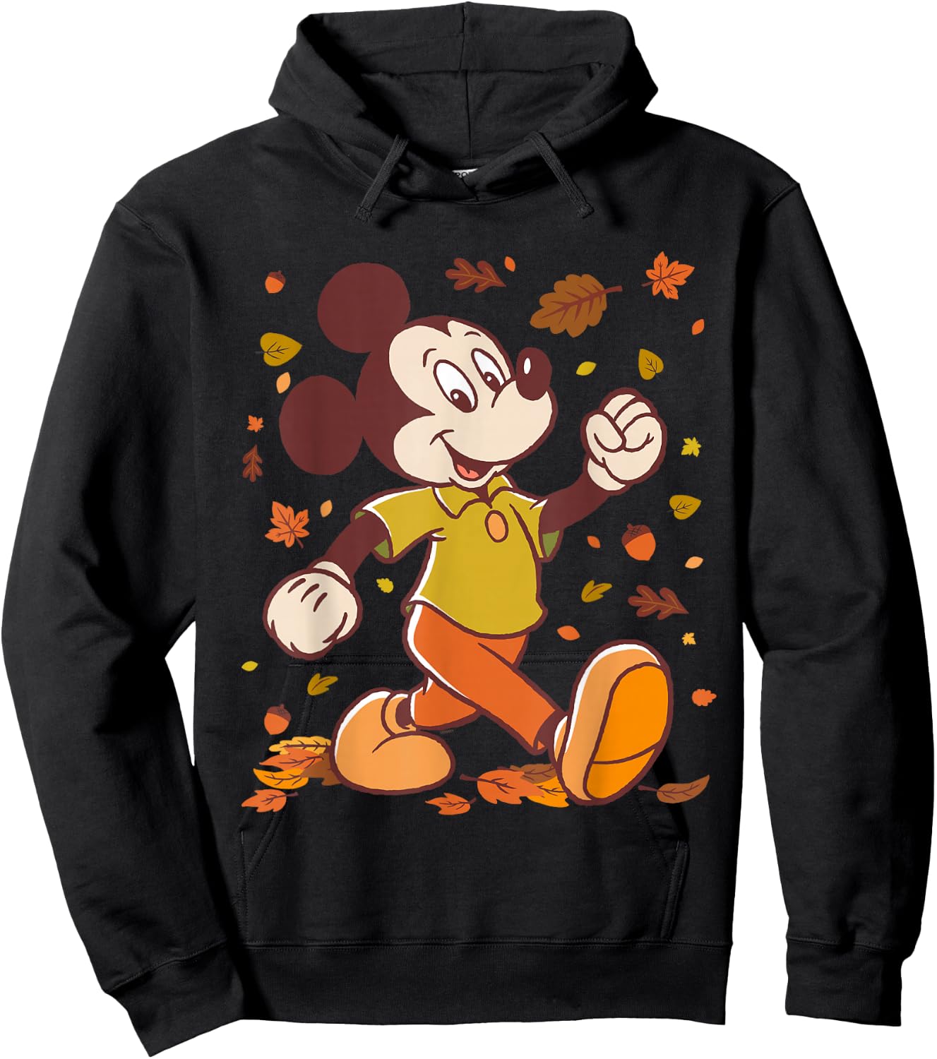 Disney Mickey Mouse Strolling Through Autumn Leaves Fall Hoodie - Hoodie | Black