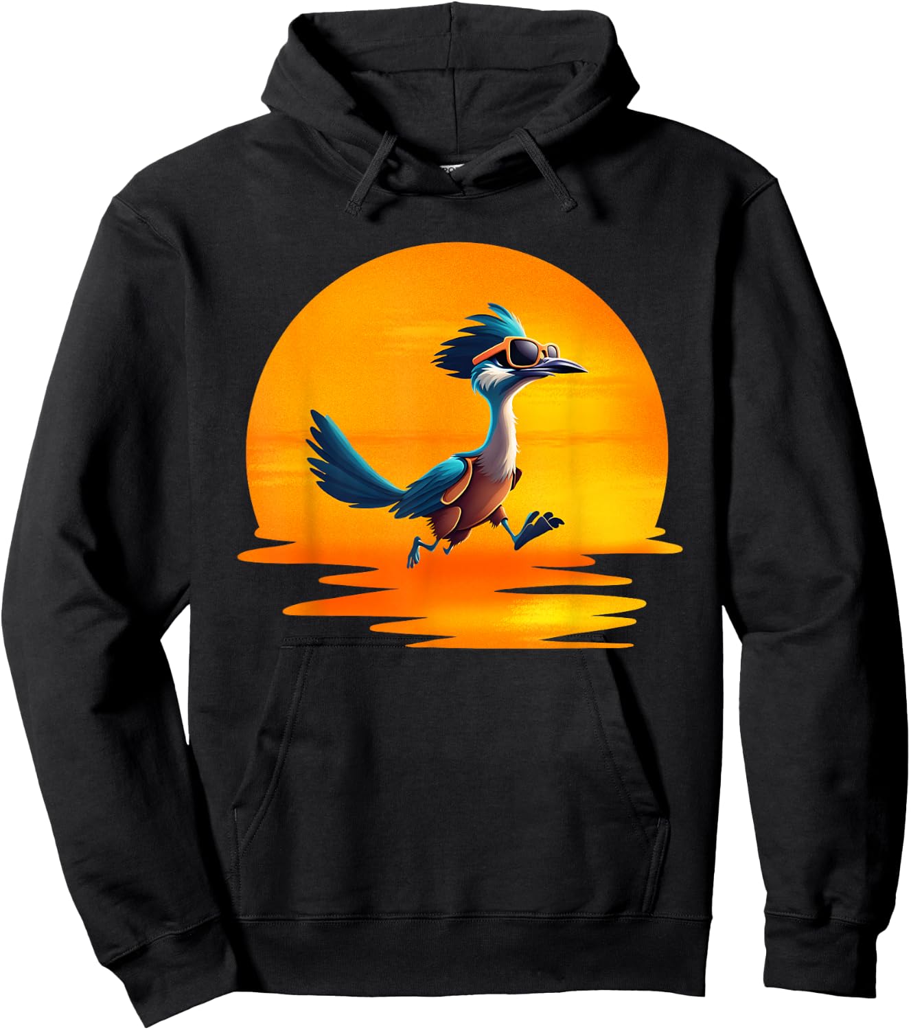 Roadrunner Sunset Fast Bird Running The Roads Sunglasses Hoodie - Hoodie | Black