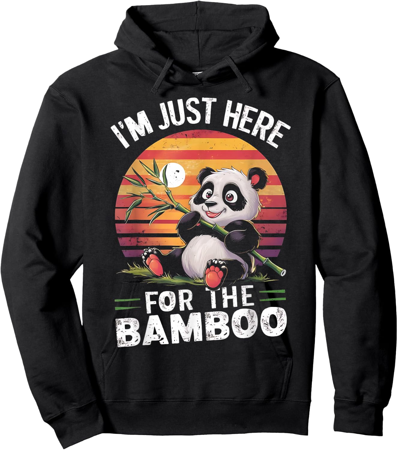 I'm Just Here, For The Bamboo Funny Panda Bear Eating Bamboo Hoodie - Hoodie | Black