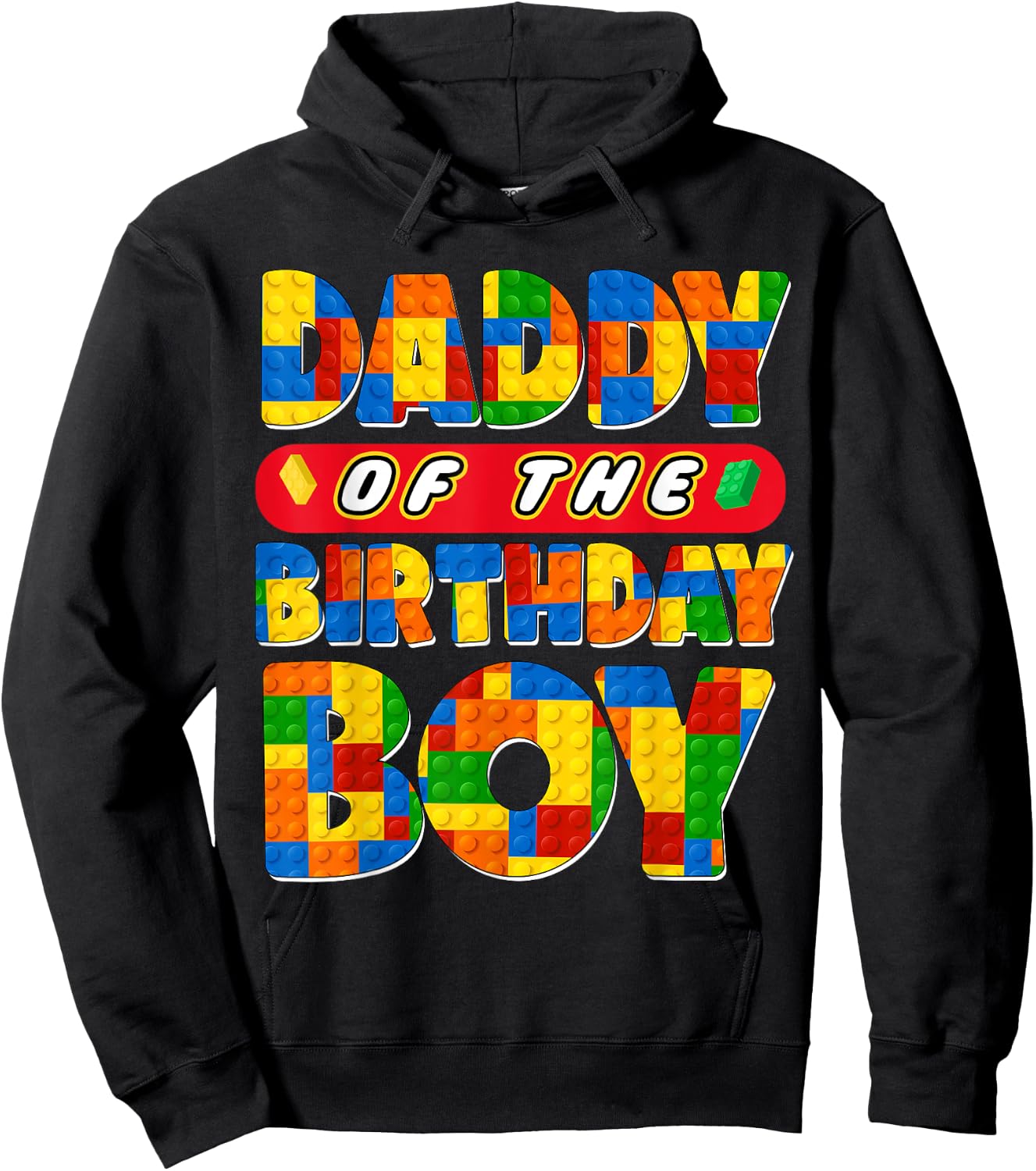 Dad And Mom Daddy Birthday Boy Building Bricks Family Party Hoodie - Hoodie | Black