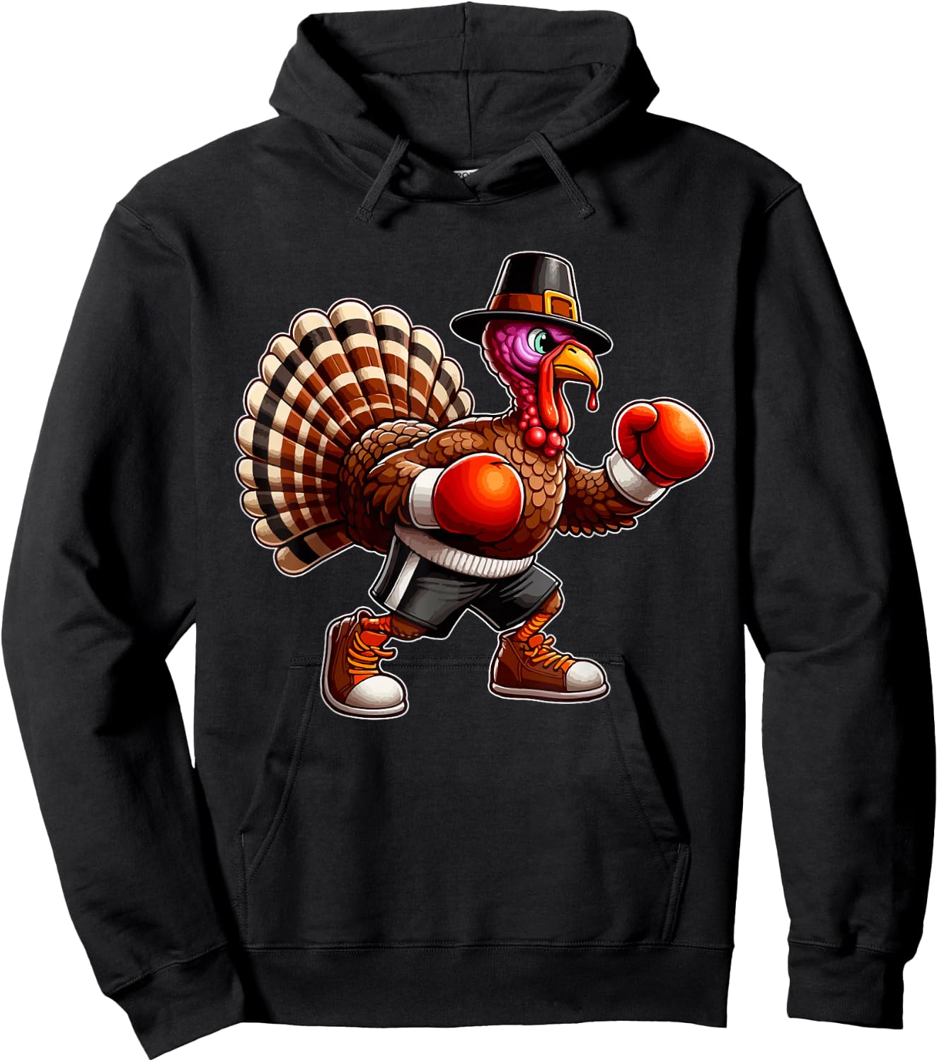 Turkey Thanksgiving Costume Playing Boxing Player Kids Hoodie - Hoodie | Black