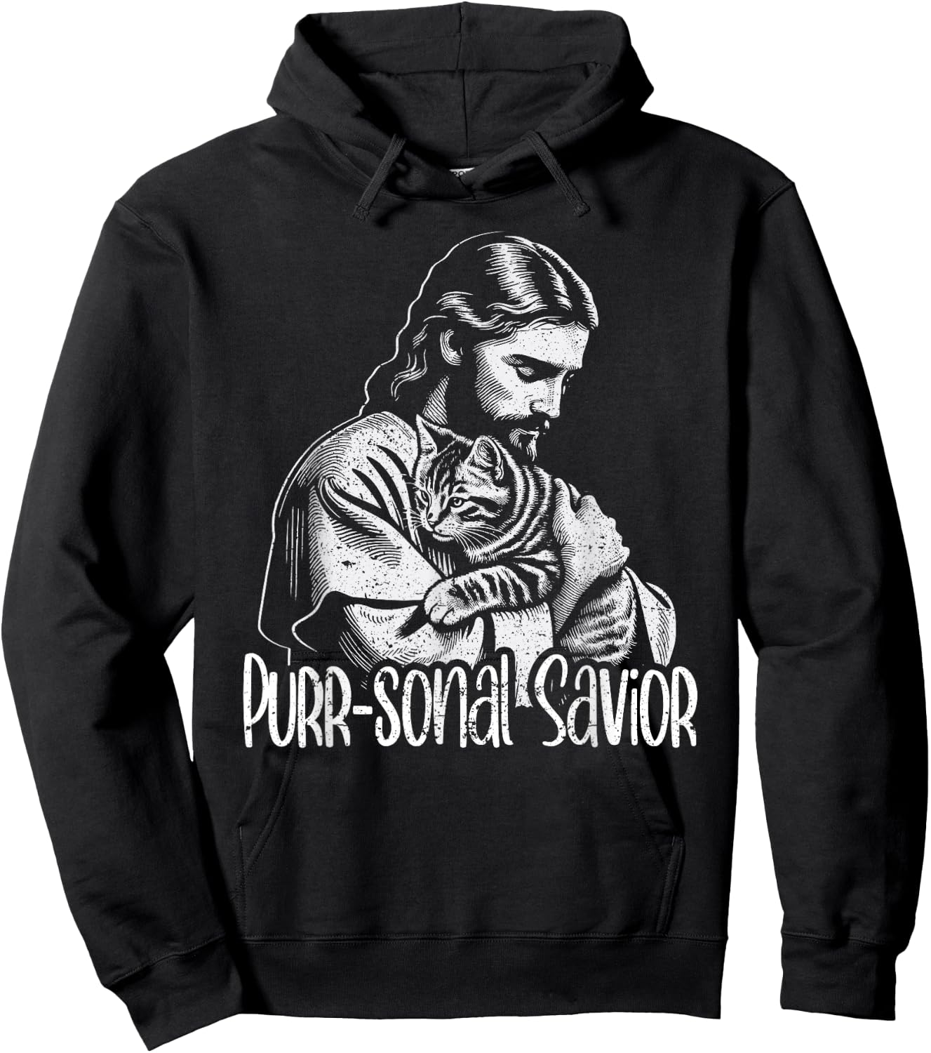 Purr-sonal Savior Jesus Loves Cats Christian Faith Hoodie - Hoodie | Black