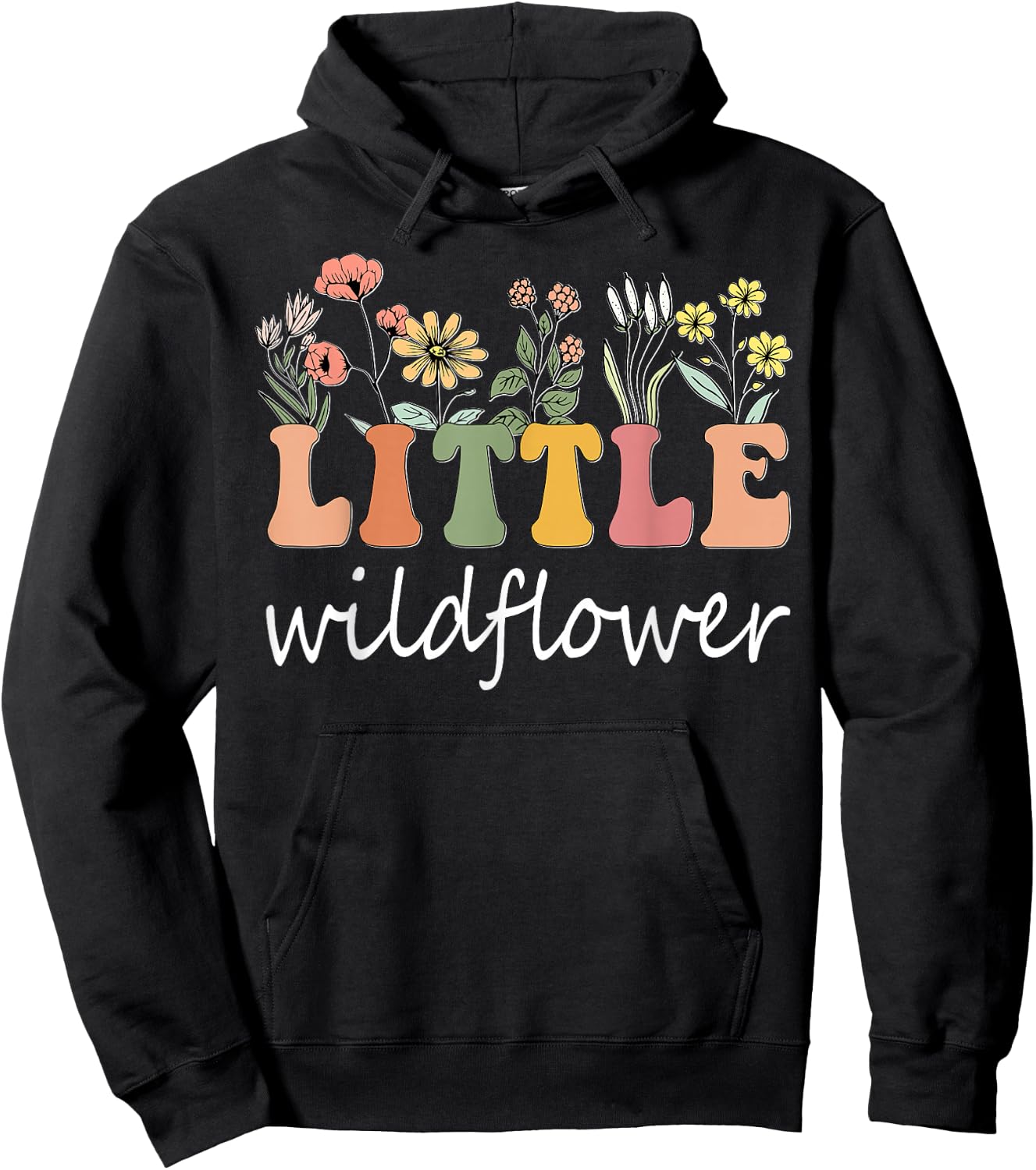 Little Wildflower Girls Women Birthday Family Matching Hoodie - Hoodie | Black