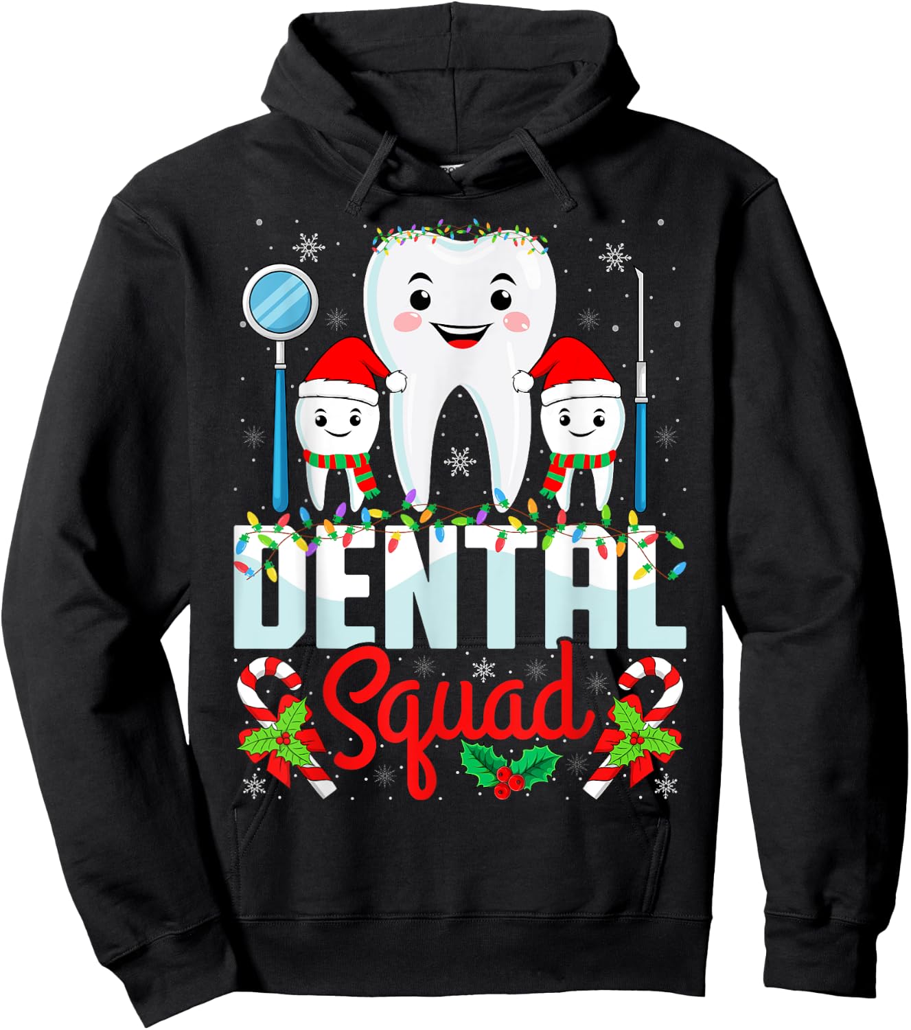 Dental Squad Santa Hat Xmas Dentist Hygienist Christmas Hoodie - Hoodie | Black