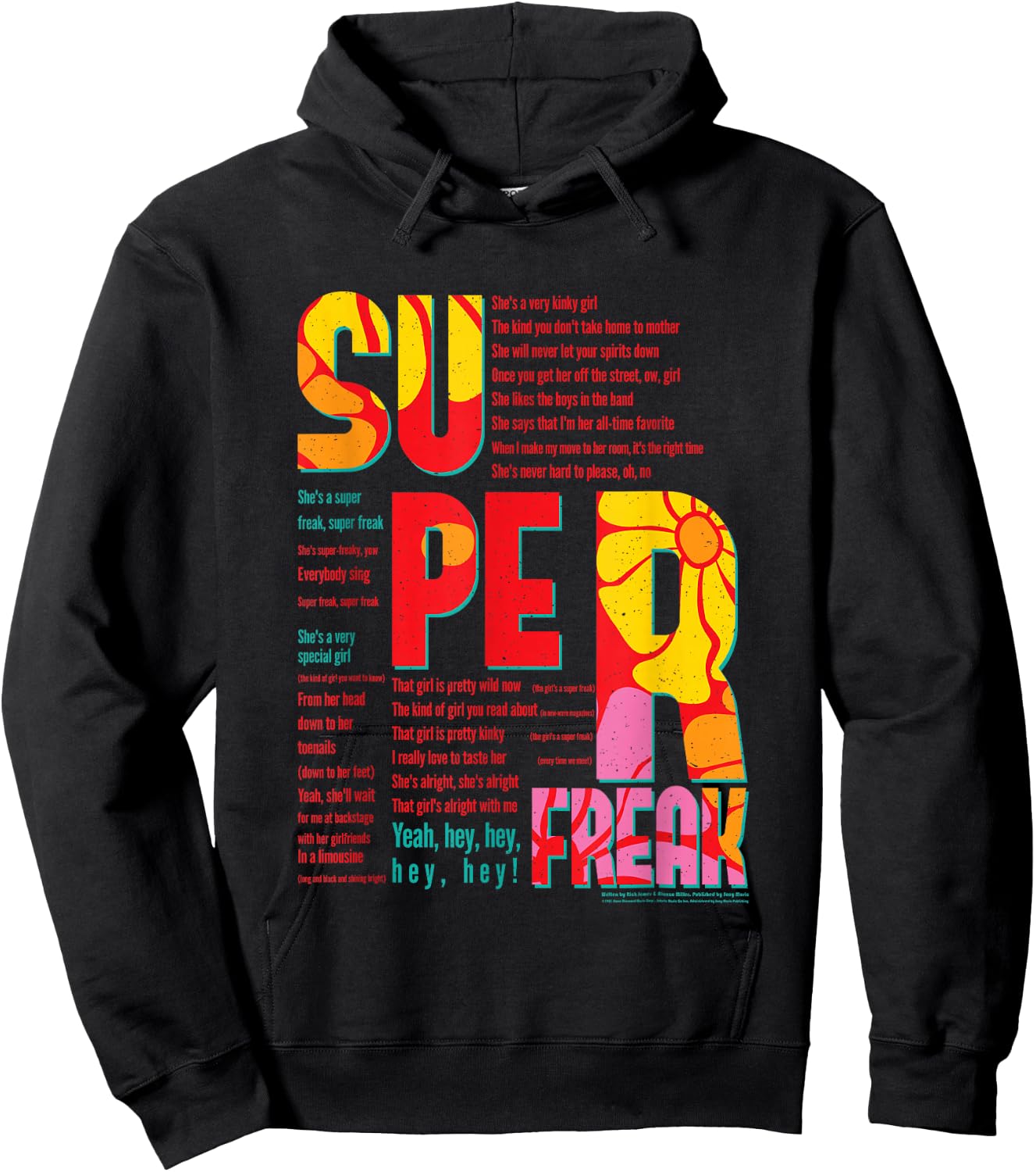 Super Freak Lyrics Rick James Motown Records Hoodie - Hoodie | Black