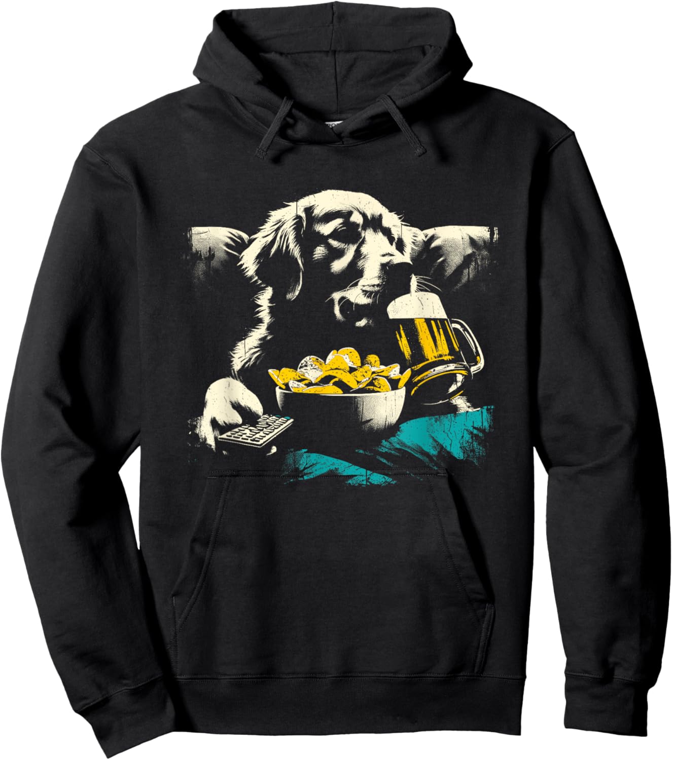 Golden Retriever Watching TV - Funny Snacks Beer Dog Lover Women Hoodie - Hoodie | Black