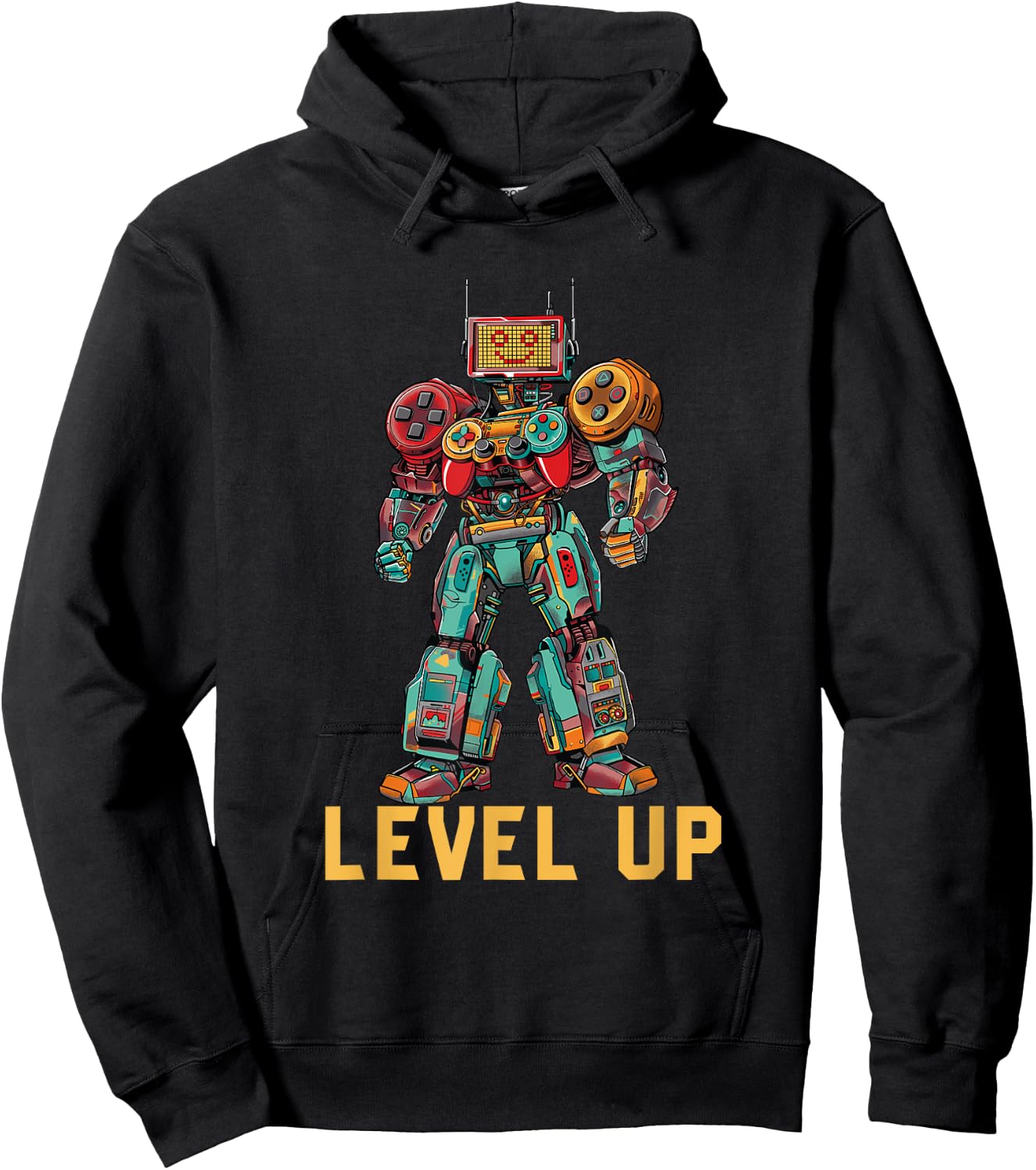 Level up Gamer Robot game controller graphic Hoodie - Hoodie | Black
