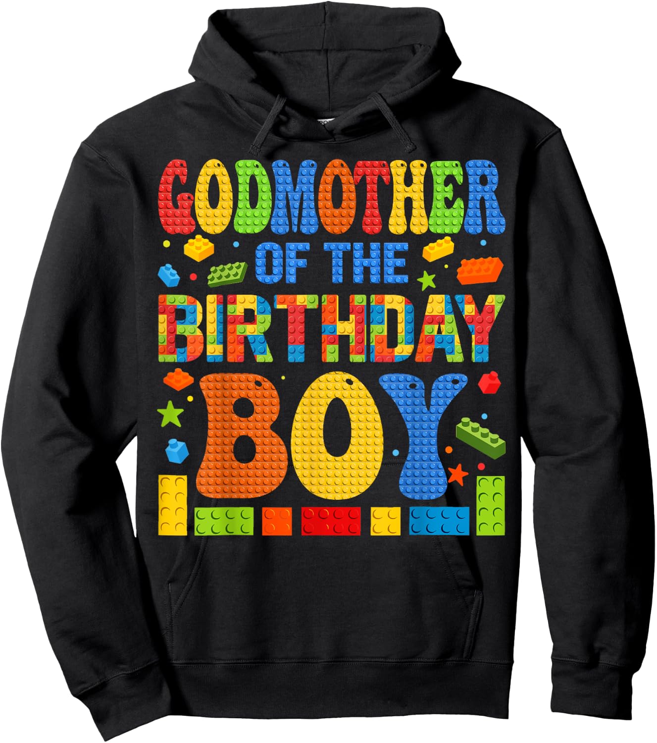 GodMother Of The Birthday Boy Building Block Birthday Party Hoodie - Hoodie | Black