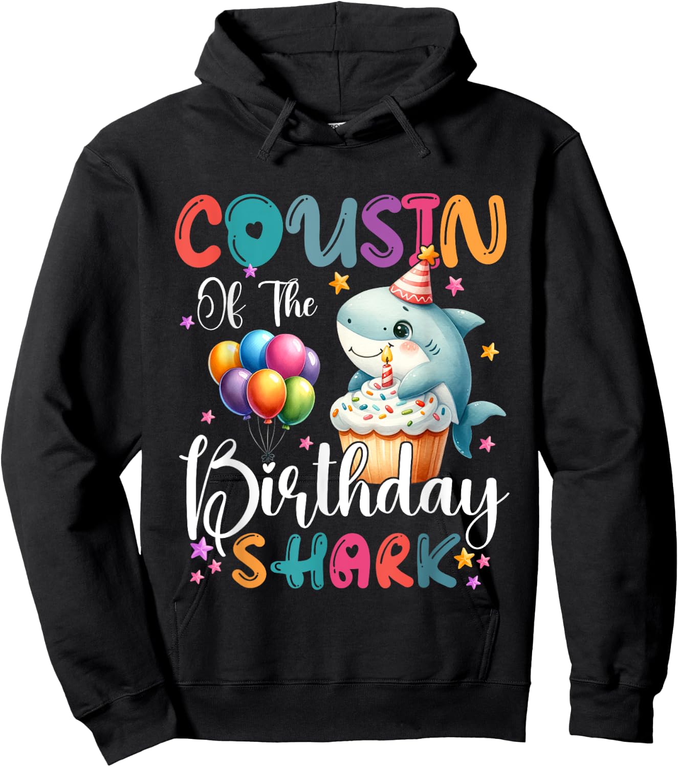 Cousin of the Shark Birthday Mom Matching Family Hoodie - Hoodie | Black