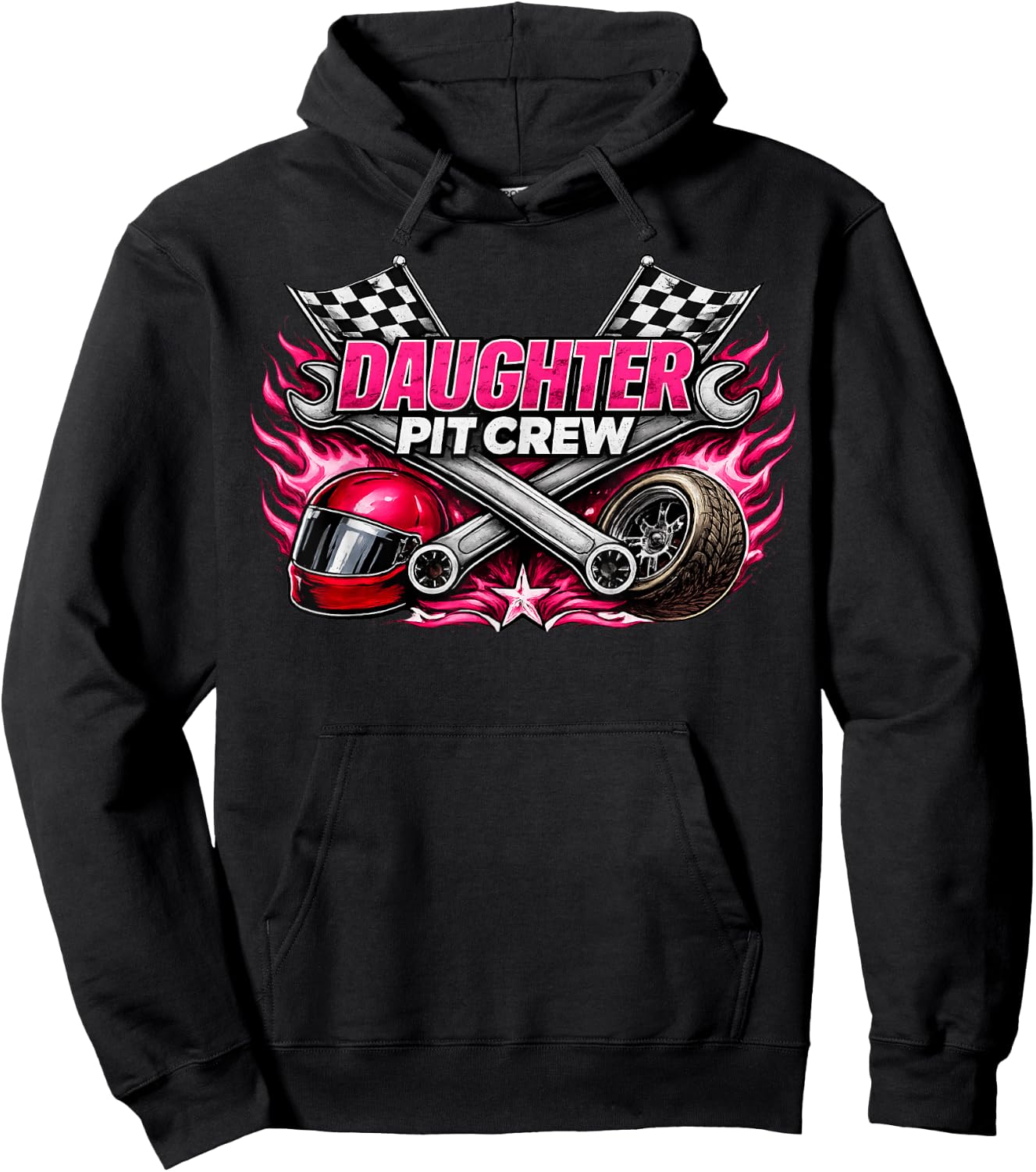 Daughter Pit Crew Cute Sibling Car Racing Lover Birthday Hoodie - Hoodie | Black