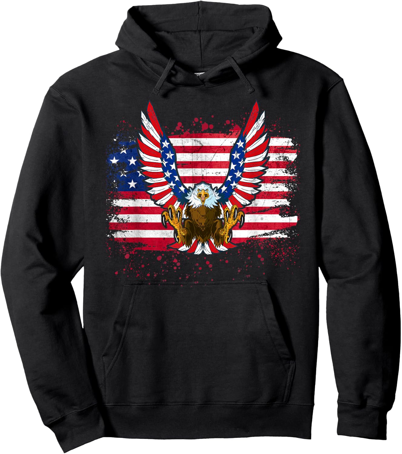 Patriotic Eagle 4th of July USA American Flag Men Women Kids Hoodie - Hoodie | Black