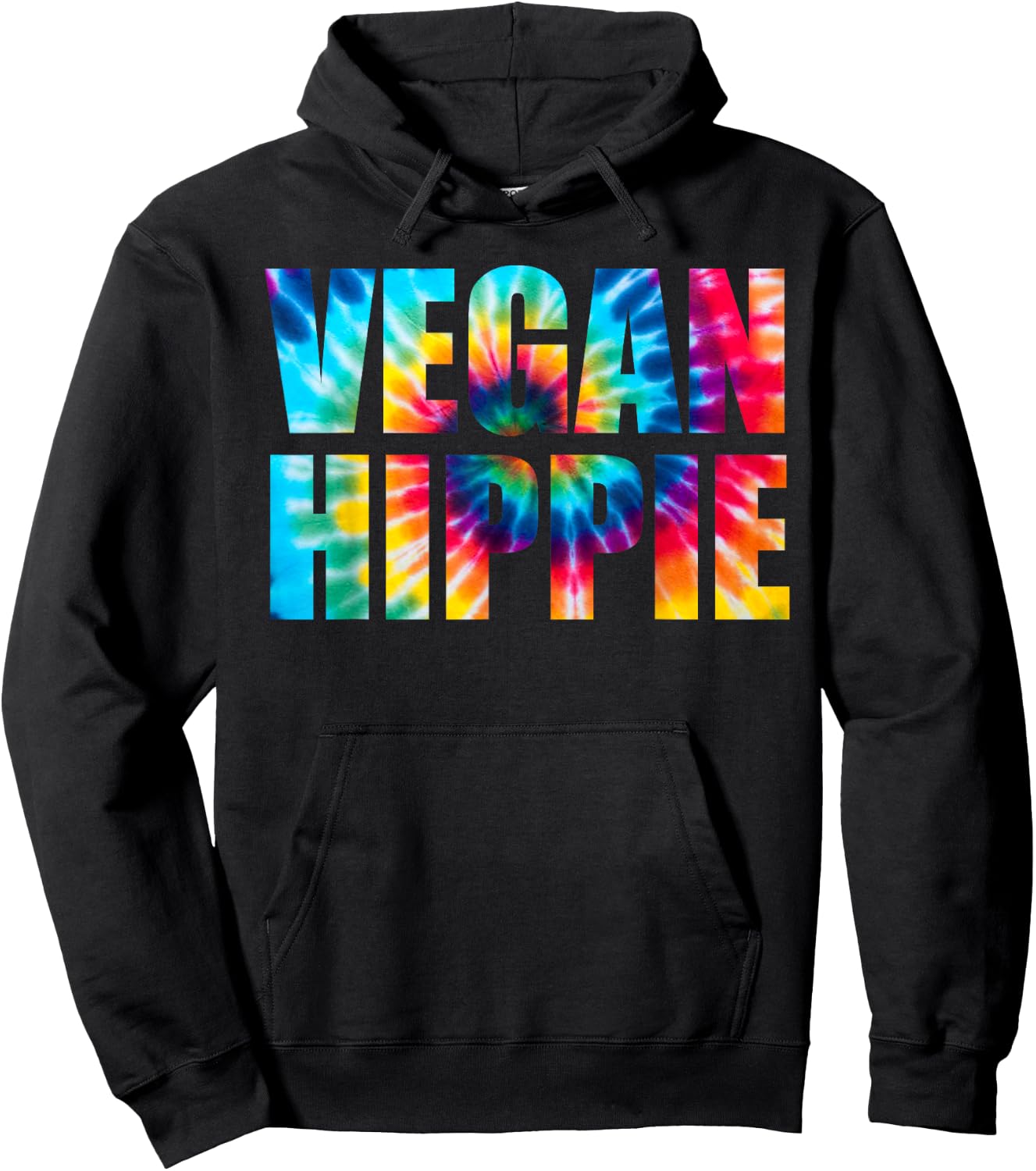 Vegan Hippie TieDye T Shirt Hoodie - Hoodie | Black