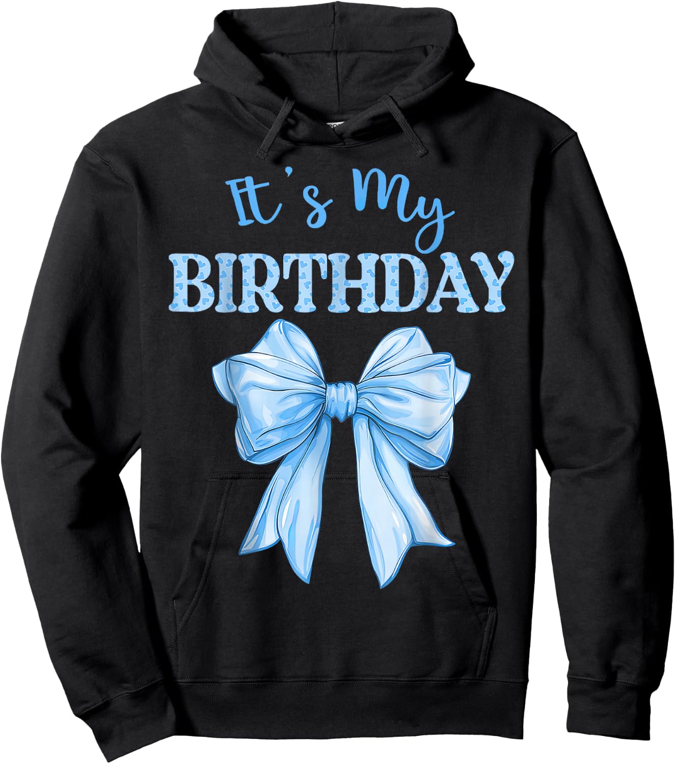 Birthday Girl Cute It's My Birthday Girl Blue Coquette Bow Hoodie - Hoodie | Black
