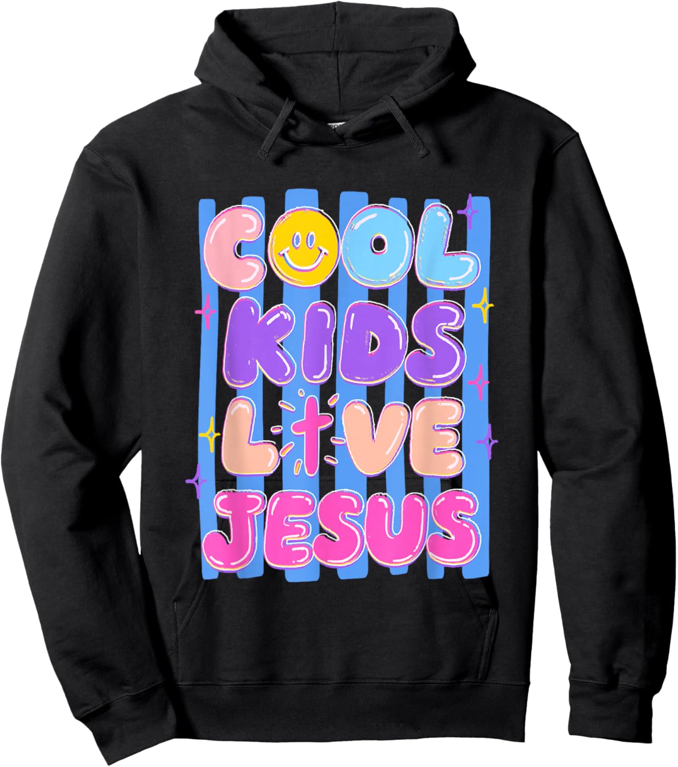 Preppy Cool Kids Love Jesus Stripes Christian Faith Girl Kid Hoodie - Hoodie | Black