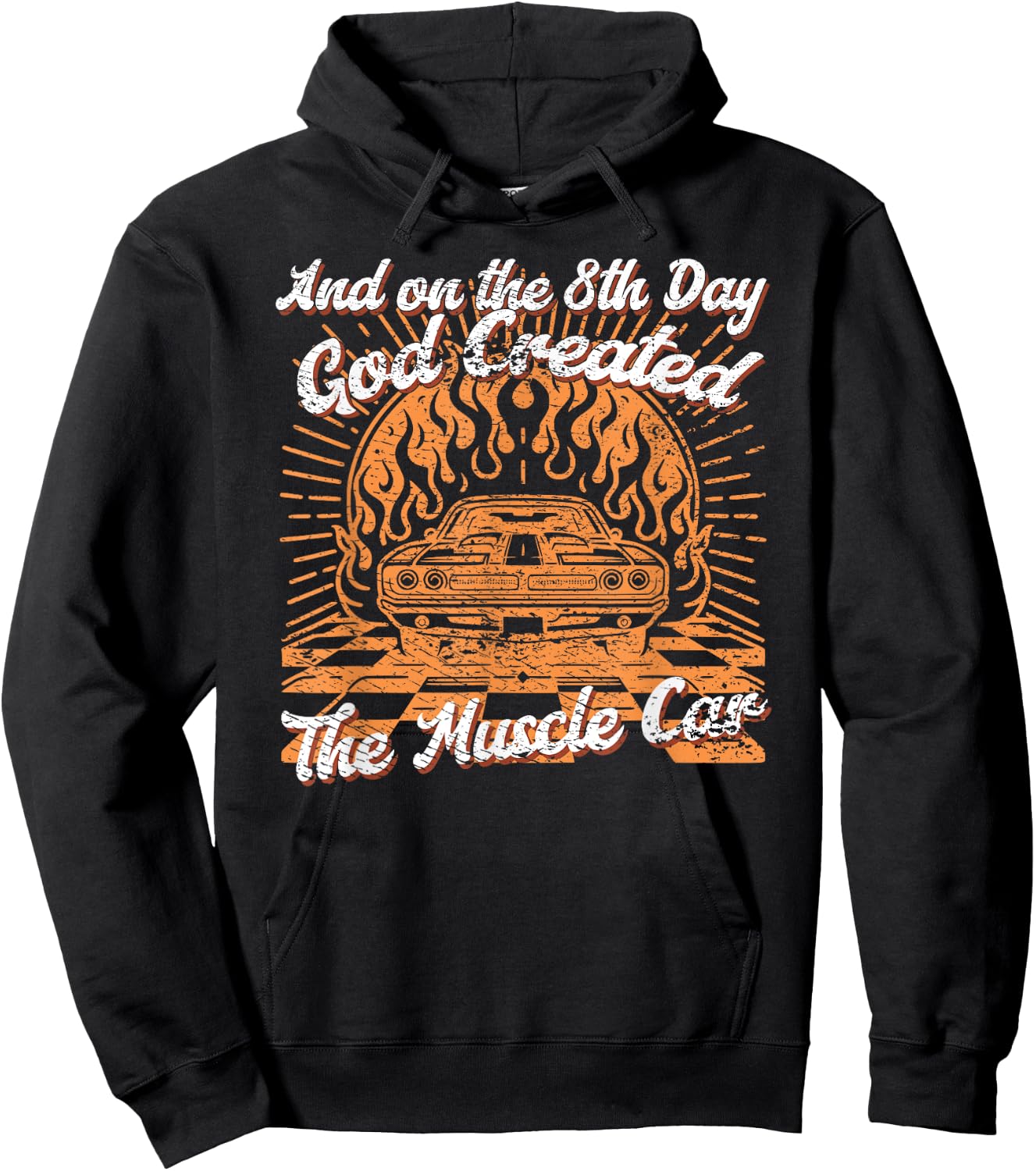 Vintage On The 8th Day God Created Muscle Cars Hoodie - Hoodie | Black