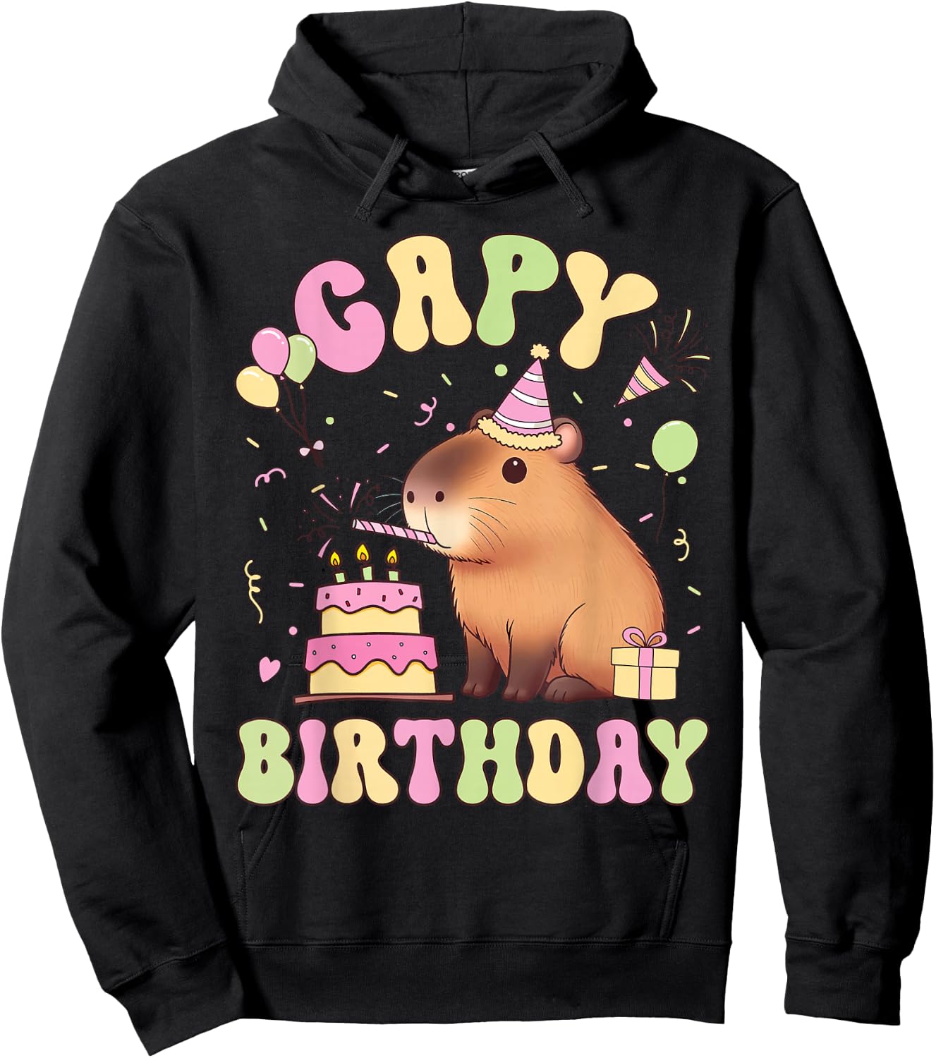 Funny Cute Capy Birthday Funny Capybara Animals Boys Girls Hoodie - Hoodie | Black