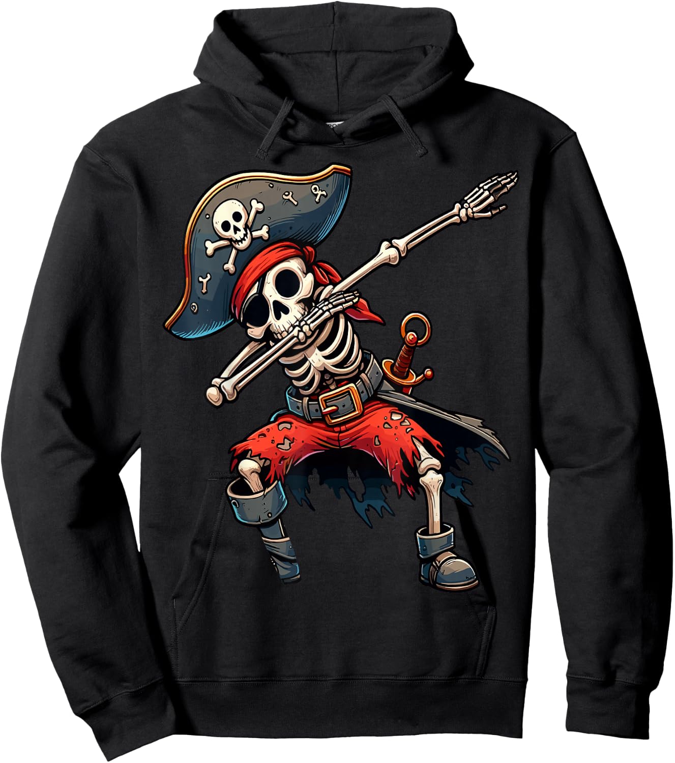 Dabbing Skeleton Pirate Kids Hoodie - Hoodie | Black