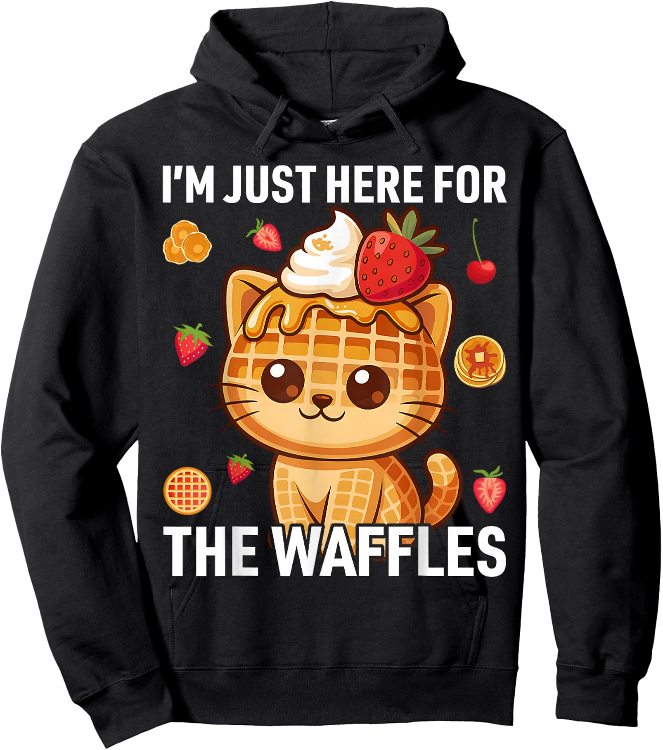 I’m Just Here for The Waffles Cute Cat Food Lover Hoodie - Hoodie | Black