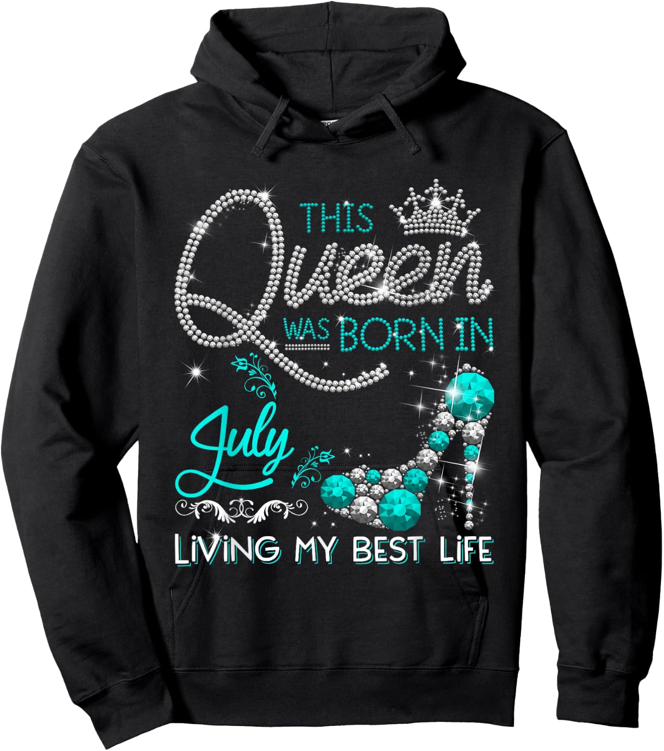 This Queen Was Born in July Living My best Life Gifts Hoodie - Hoodie | Black