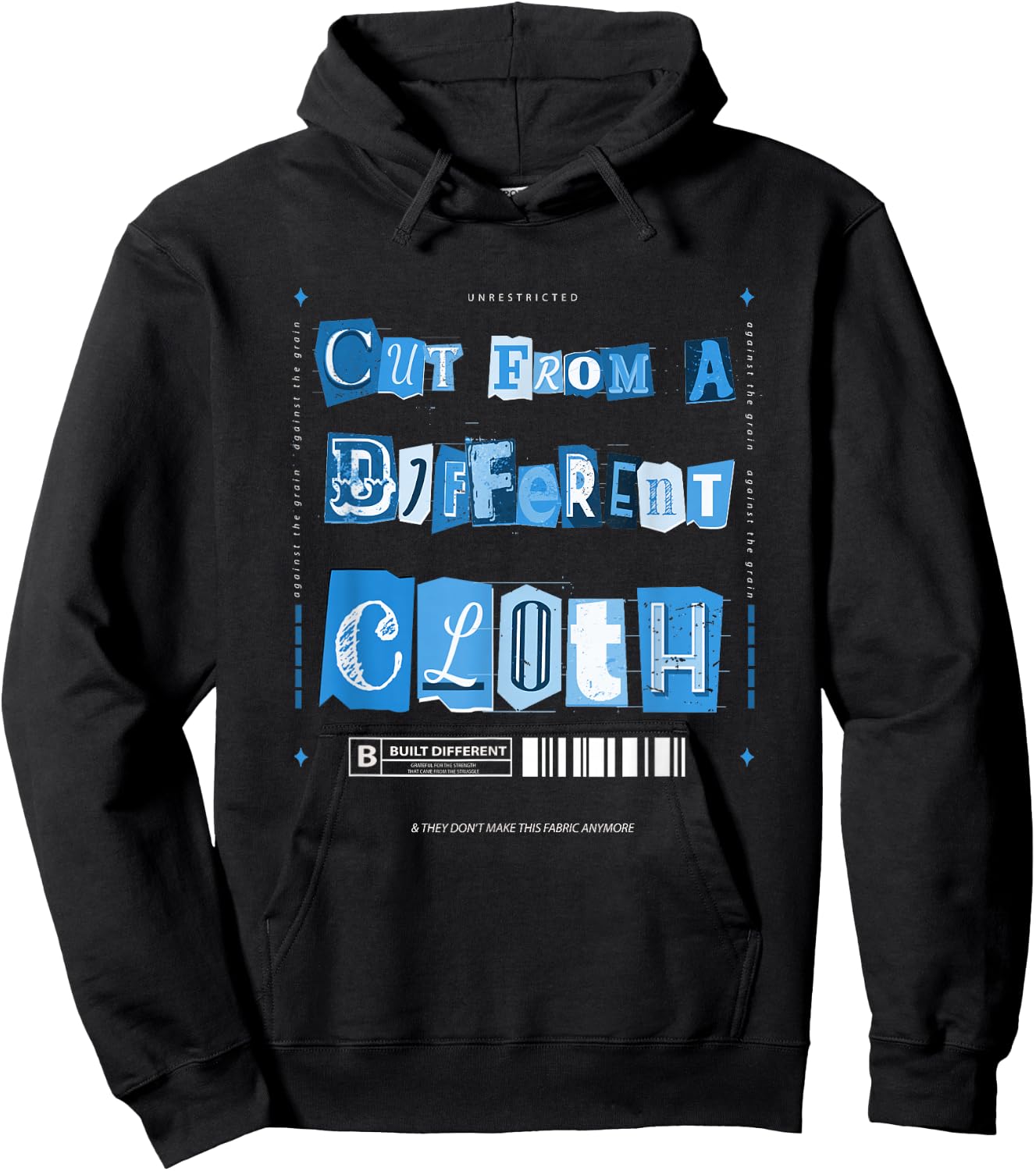 Blue Cut From A Different Cloth Blue Color Graphic Hoodie - Hoodie | Black