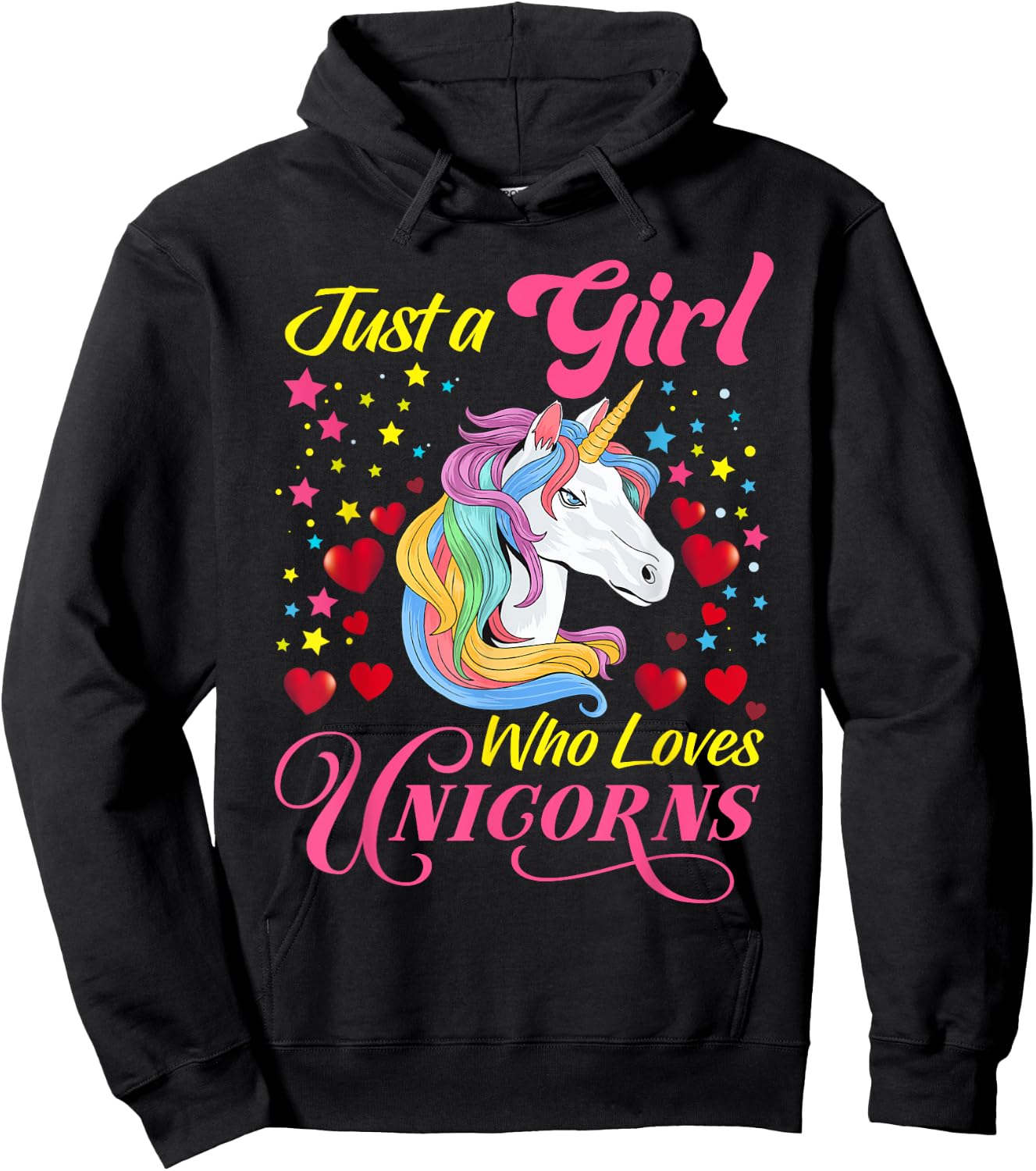 Funny Just a Girl Who Loves Unicorns Girls Women and Moms Hoodie - Hoodie | Black