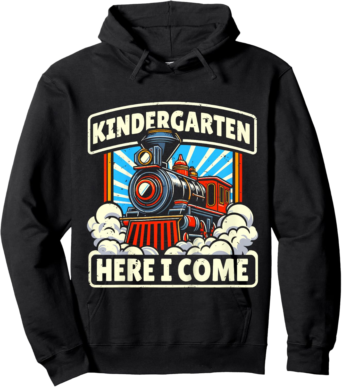 Back To School Kindergarten Here I Come Train Boys Girls Hoodie - Hoodie | Black