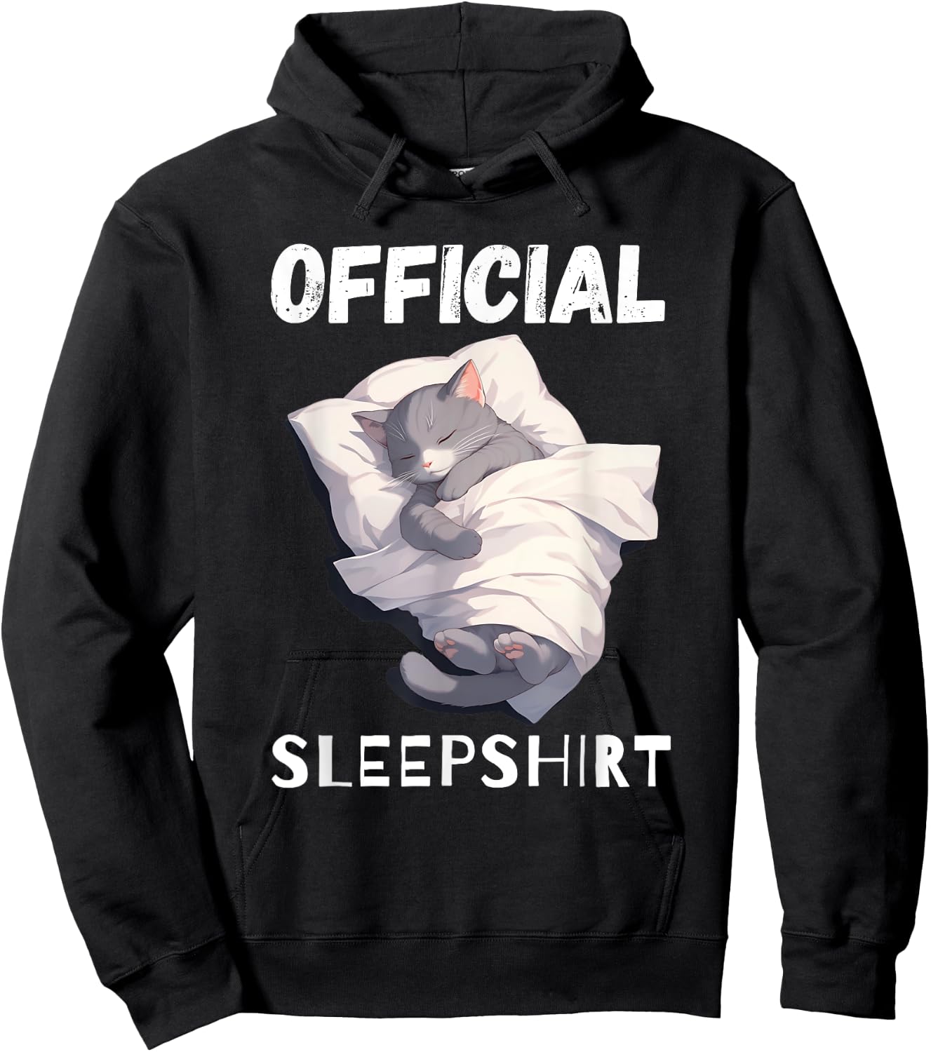 Cute Gray Sleeping Cat Official Sleeping pajamas Hoodie - Hoodie | Black