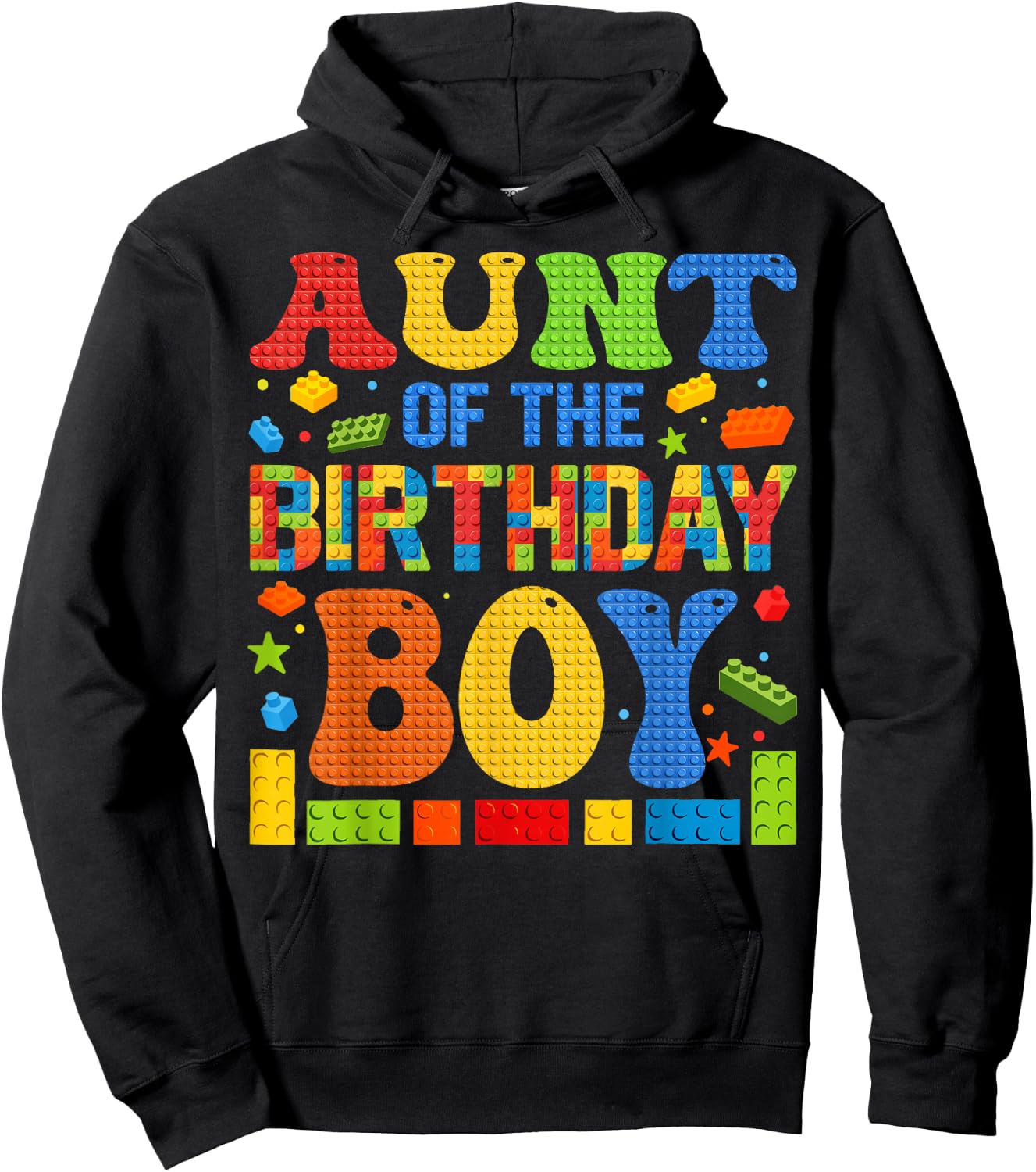 Aunt Of The Birthday Boy Building Block Birthday Party Hoodie - Hoodie | Black