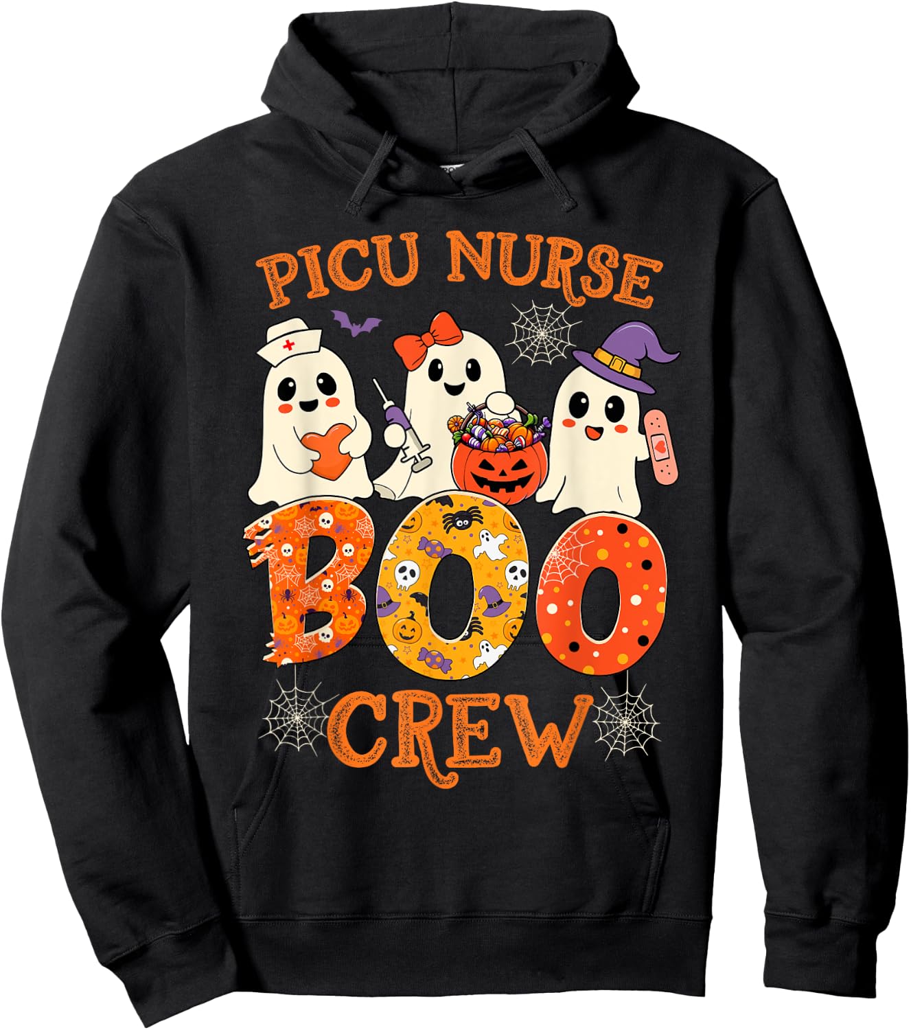 Picu Nurse Boo Crew Funny Ghost Halloween Spooky Costume Hoodie - Hoodie | Black