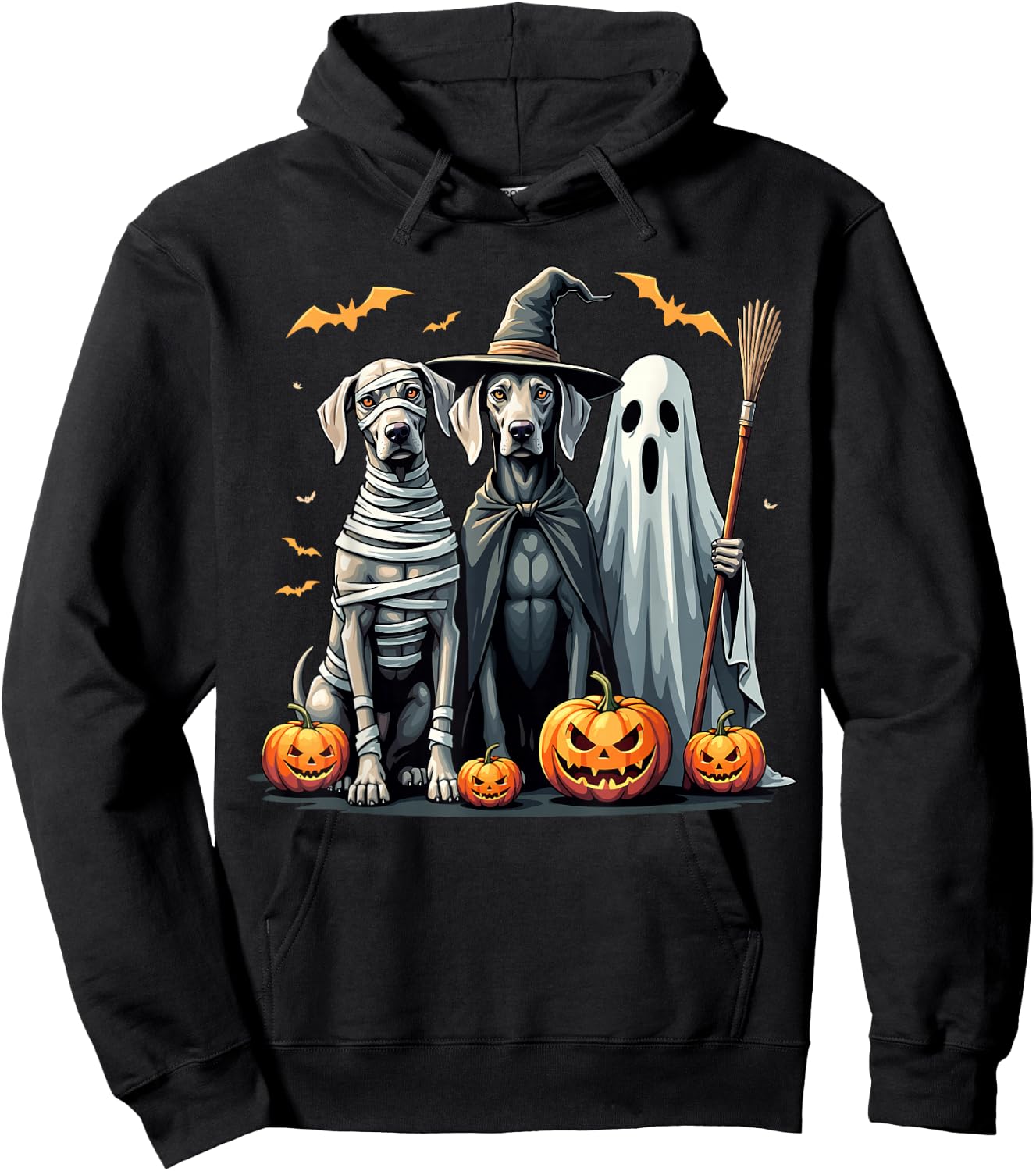 Weimaraner Halloween Costume Mummy Witch Ghost Hoodie - Hoodie | Black