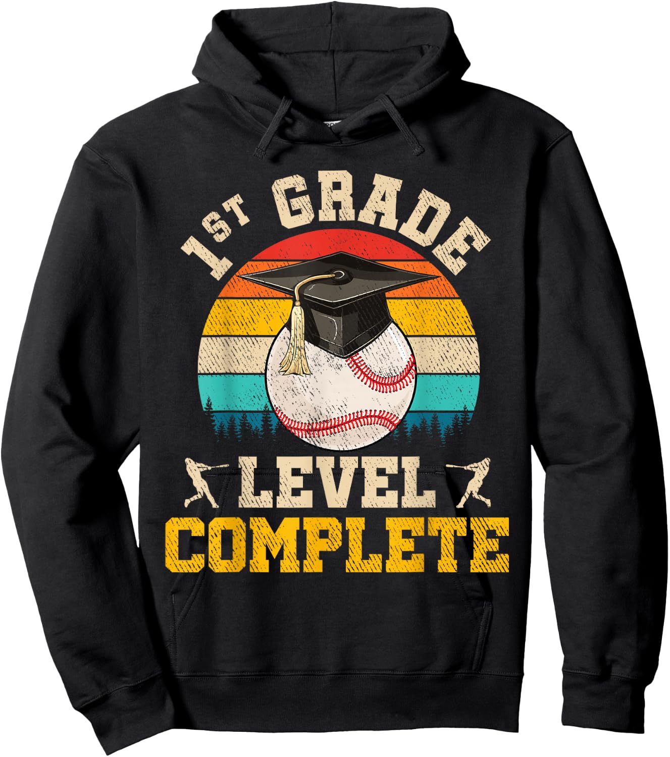 1st Grade Level Complete Baseball Boy Last Day Of School Hoodie - Hoodie | Black