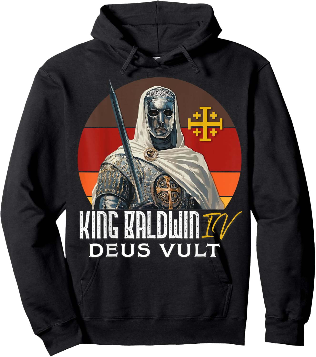 King Baldwin IV Jerusalem Cross Catholic Hoodie - Hoodie | Black