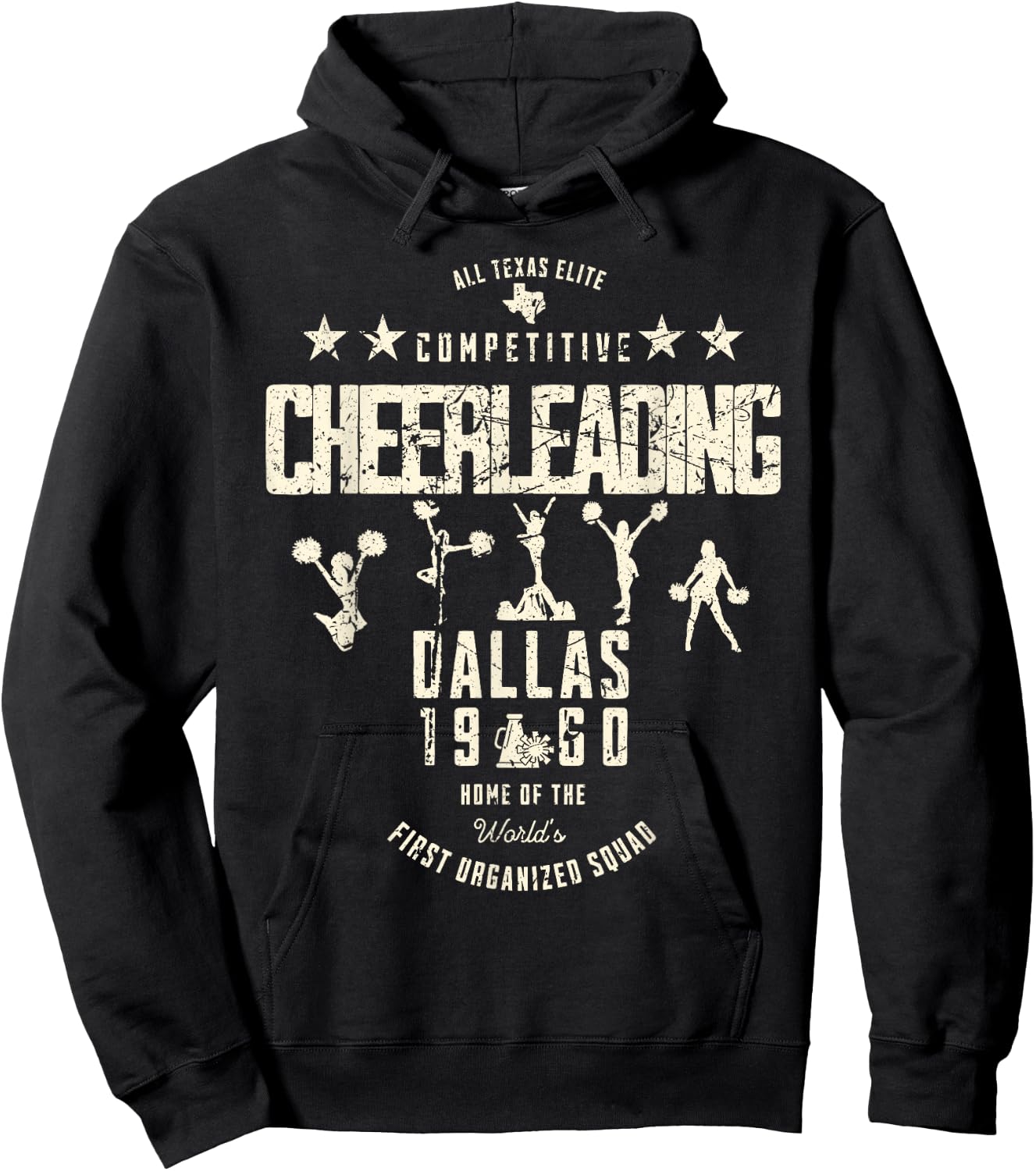 All Texas Elite Competitive Cheerleading Dallas 1960 Vintage Hoodie - Hoodie | Black