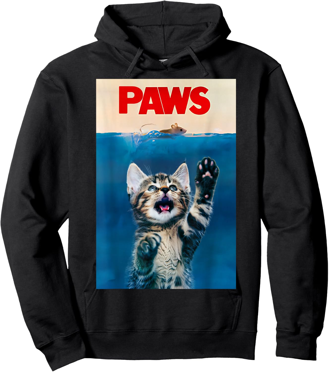 Paws Funny Cat Parody cat Lover Gift Kitten Shark Mouse Meow Hoodie - Hoodie | Black