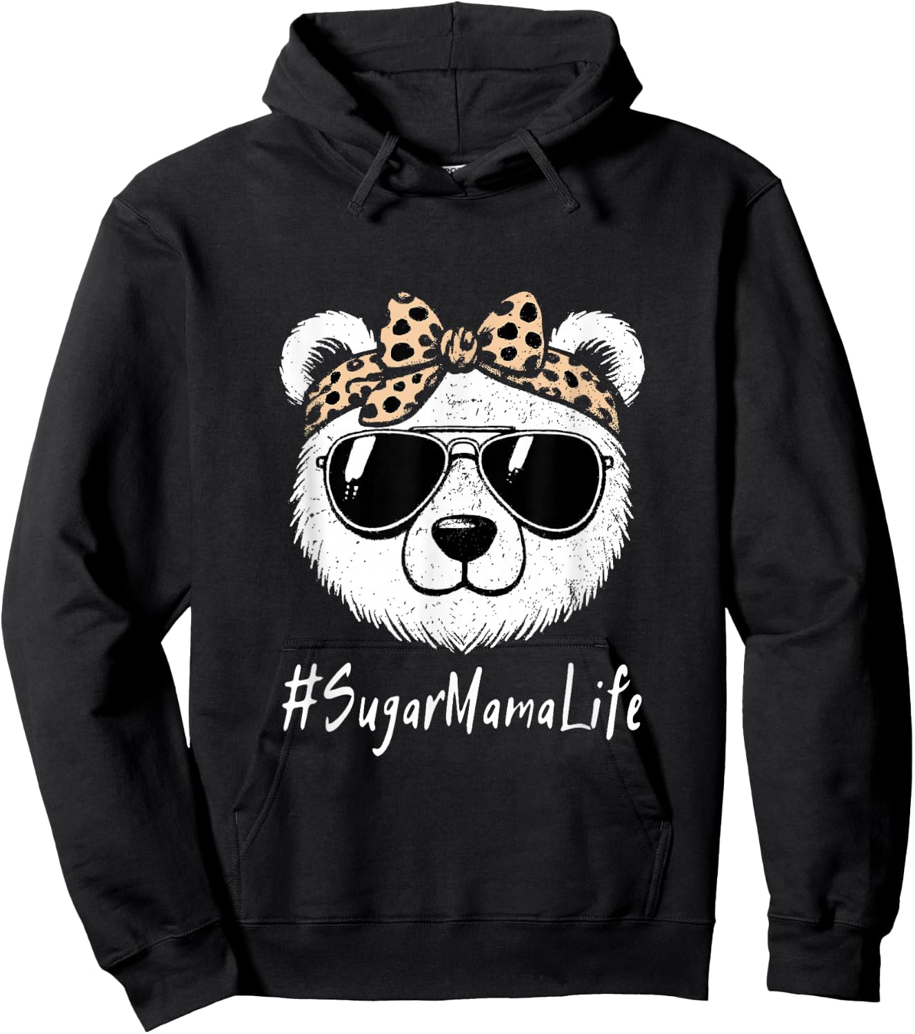 Sugar Mama Bear Life Headband Sunglasses Leopard Vintage Hoodie - Hoodie | Black