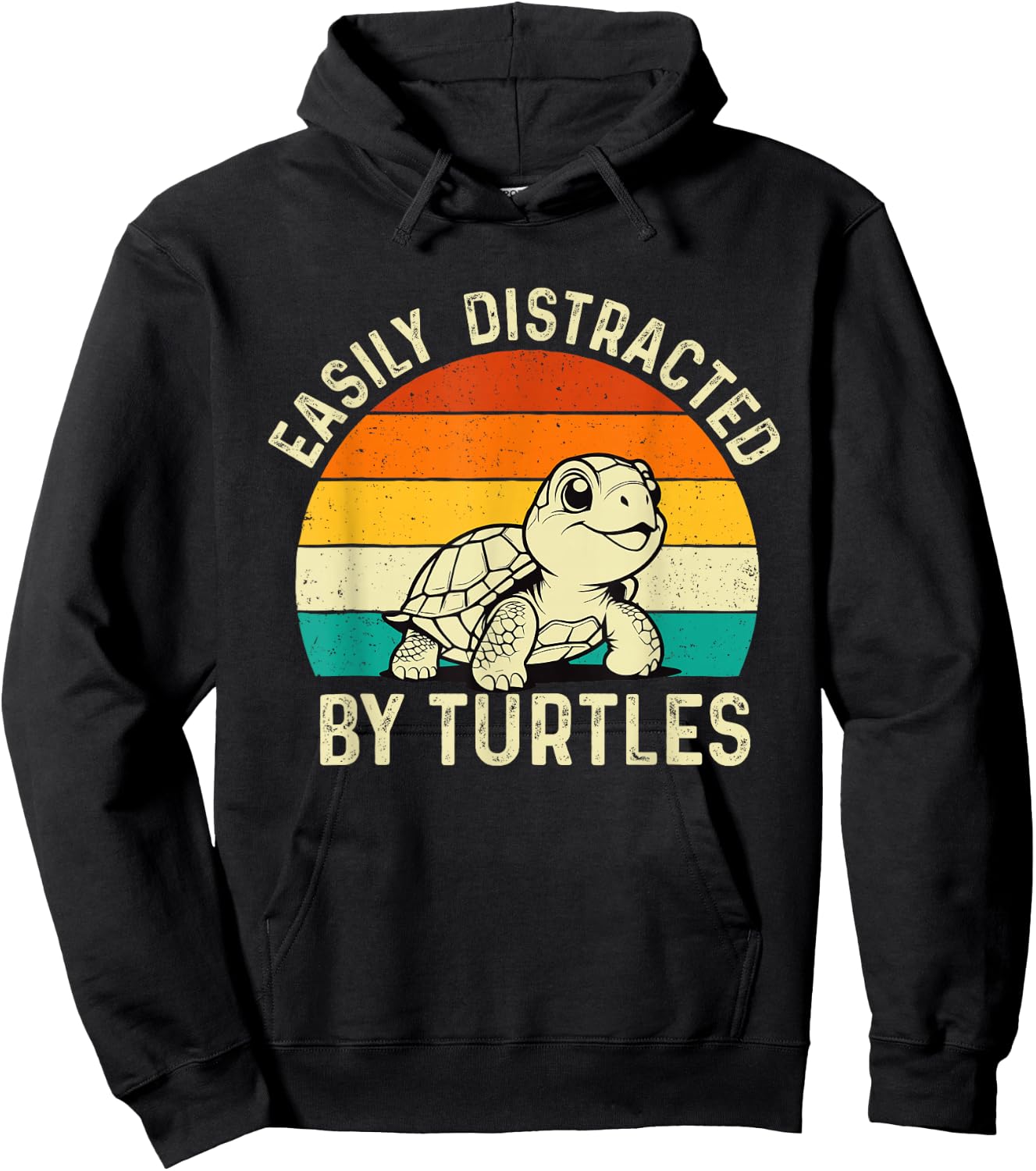 Easily Distracted By Turtles - Reptile Lover Cute Tortoise Hoodie - Hoodie | Black