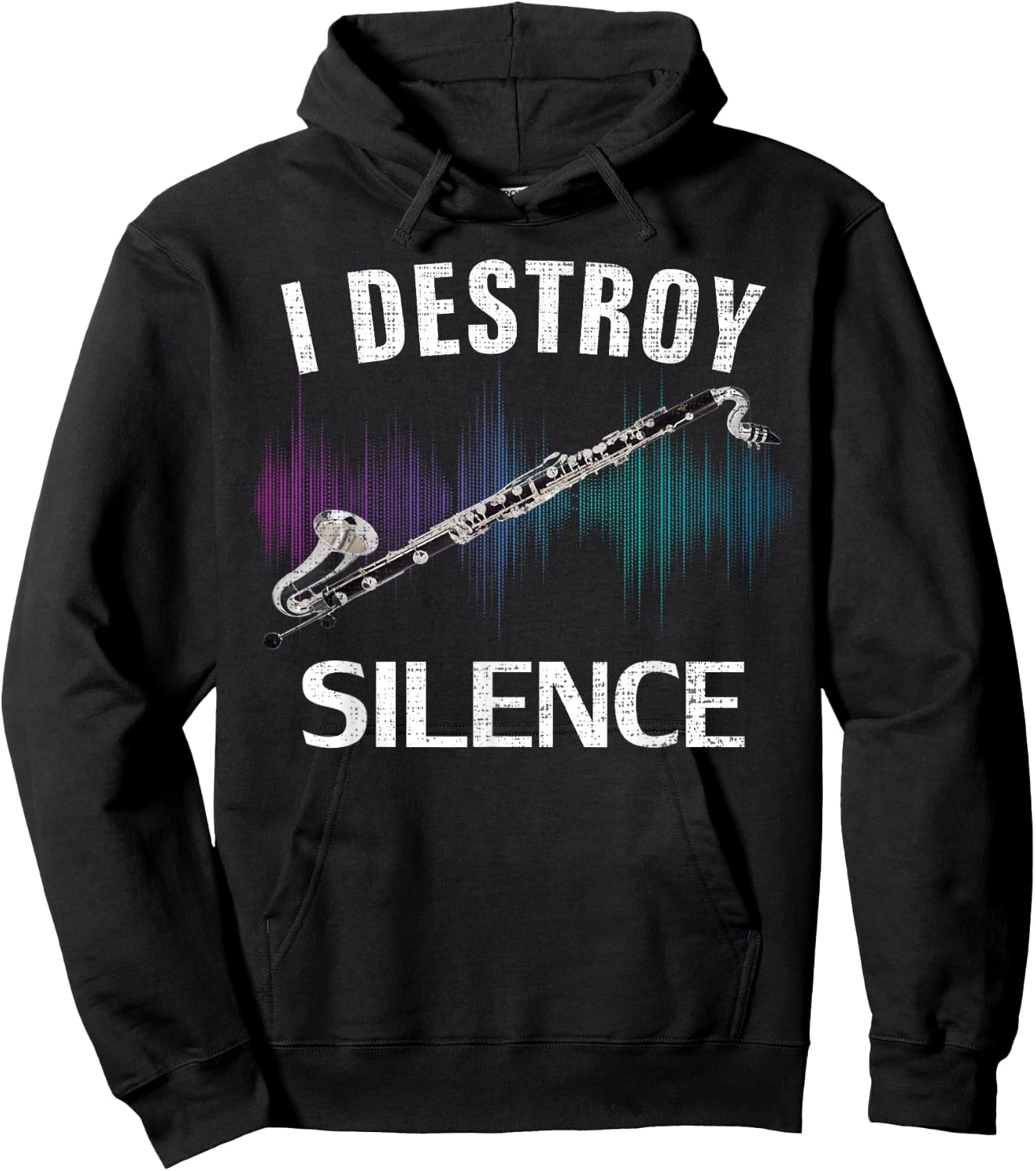 Vintage I Destroy Silence Bass Clarinet Funny Orchestra Gift Hoodie - Hoodie | Black
