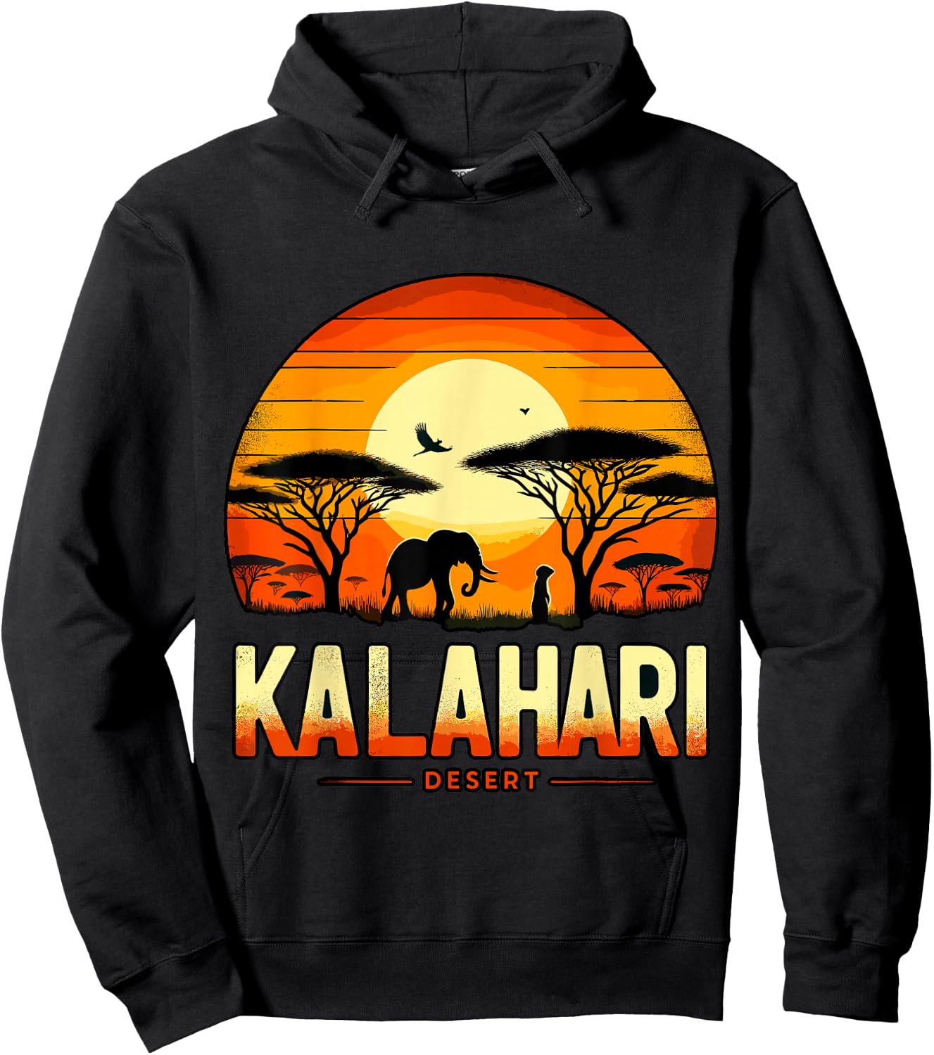 Kalahari Desert Africa Safari Elephant Sunset Hoodie - Hoodie | Black