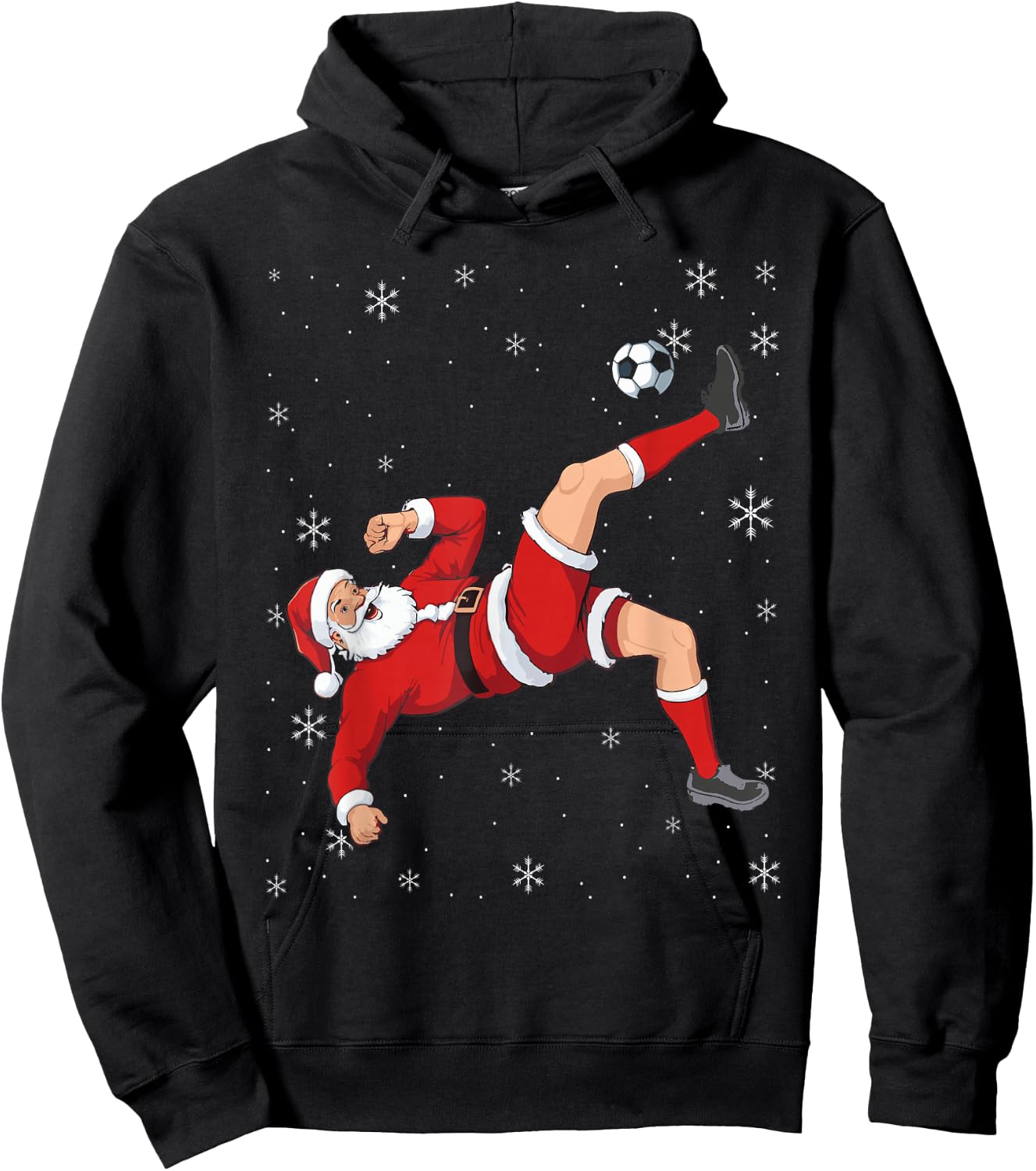Soccer Christmas Santa Bicycle Kick Xmas Boys Men Ball Sport Hoodie - Hoodie | Black