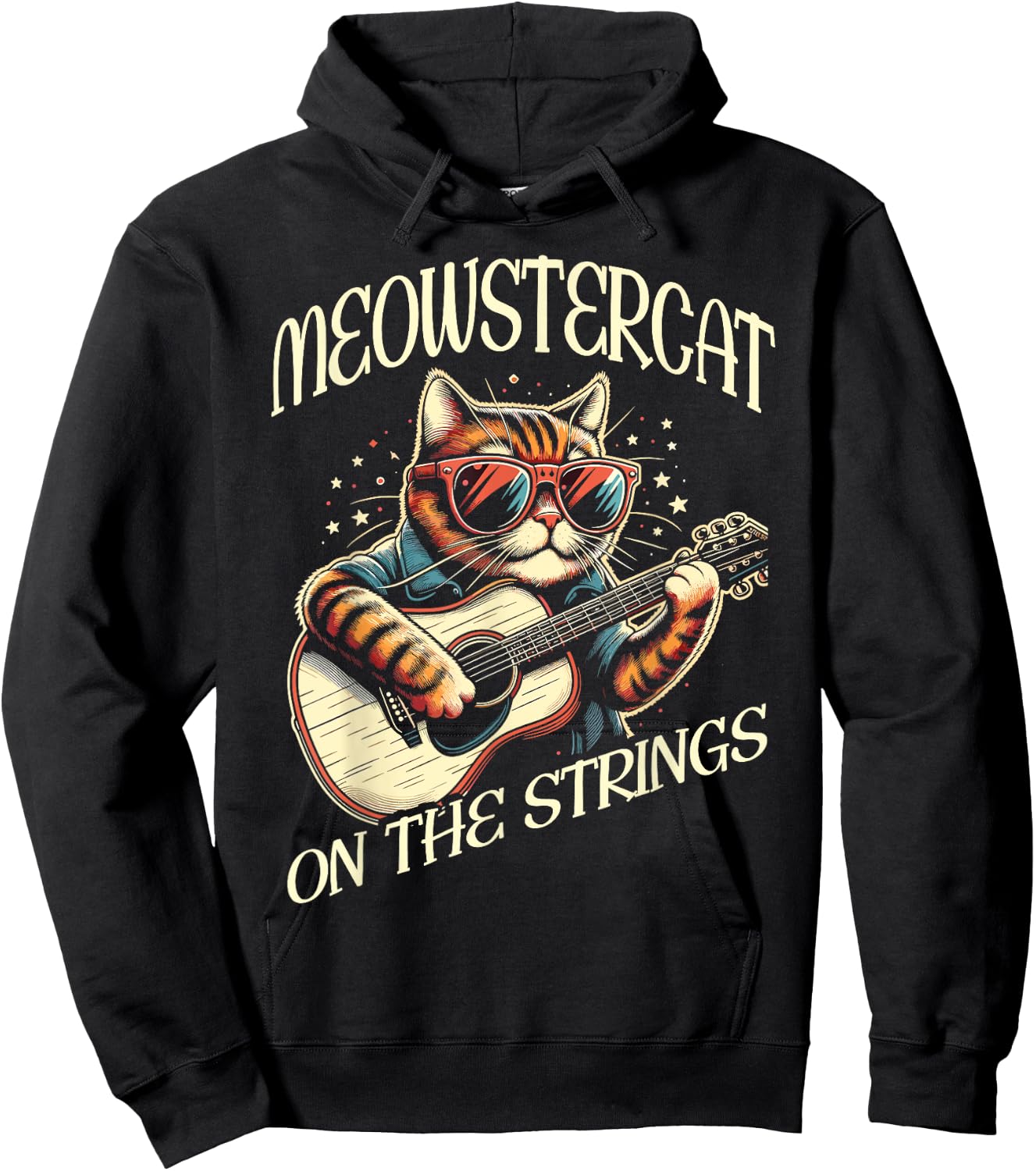 Funny Cat Playing Guitar Hoodie - Hoodie | Black