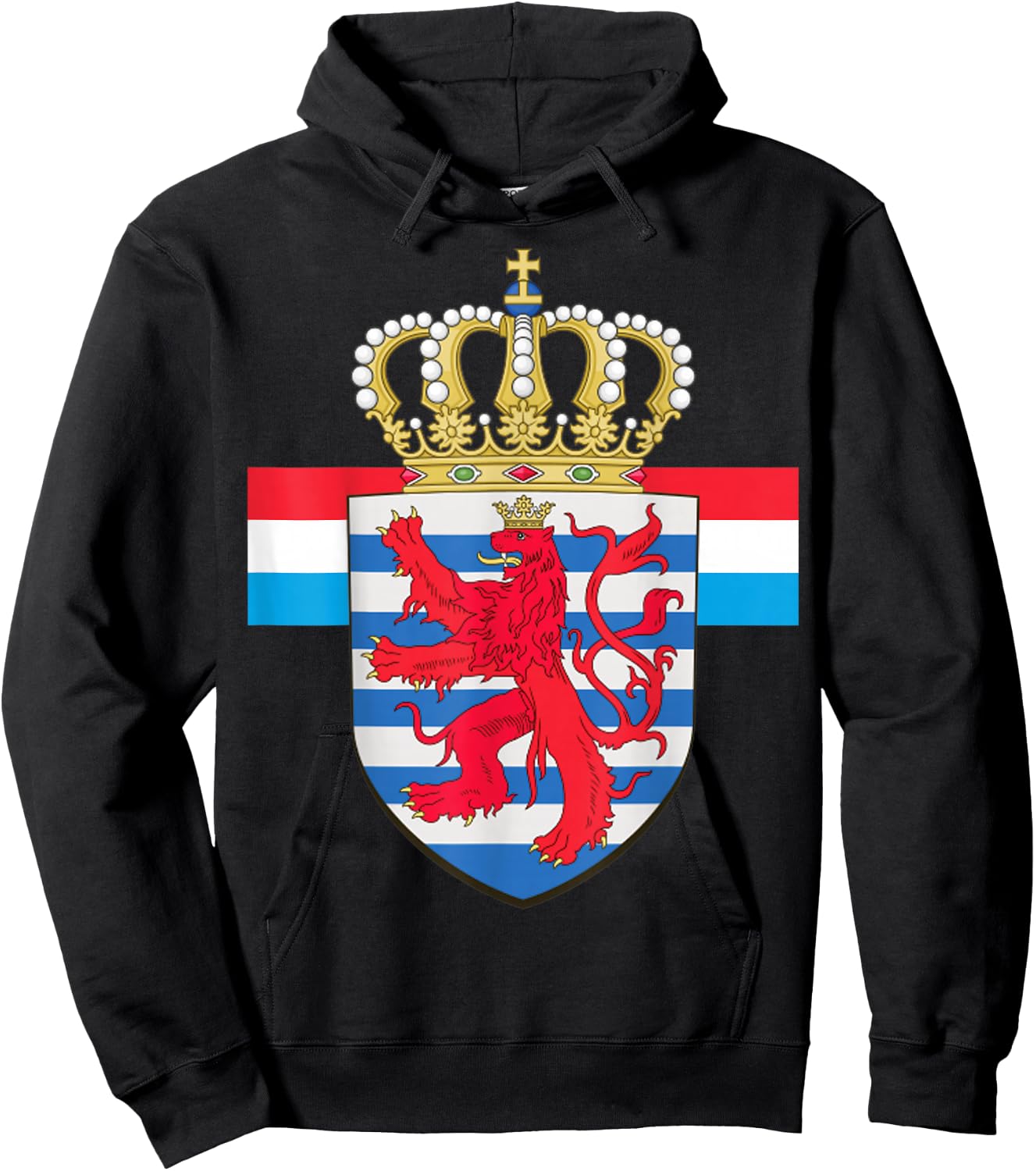 Luxembourg National Lion Emblem and Flag Hoodie - Hoodie | Black