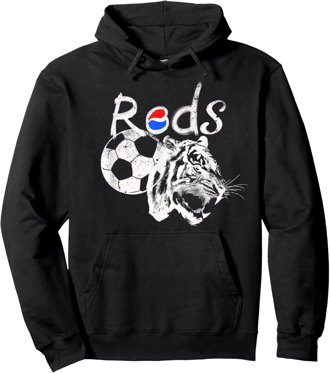 Korean Soccer red with Tiger and Korean Flag Hoodie - Hoodie | Black